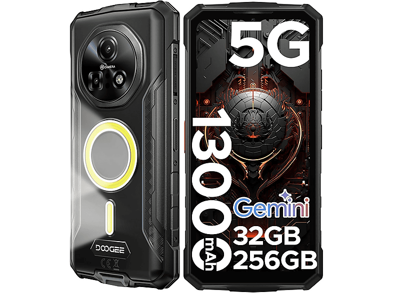 DOOGEE Fire 7 Pro 5G mit POC 1200LM 13000mAh 256 GB Schwarz Dual SIM