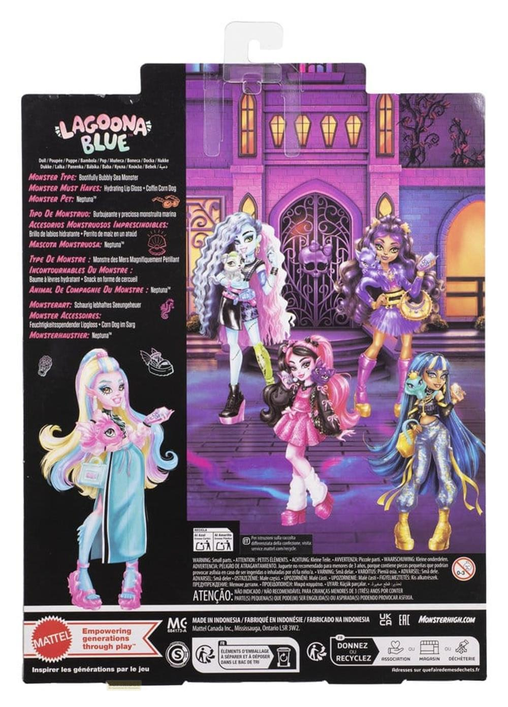 Monster High Puppen: Lagoona Blue und Freunde in einem Schloss-Setting.