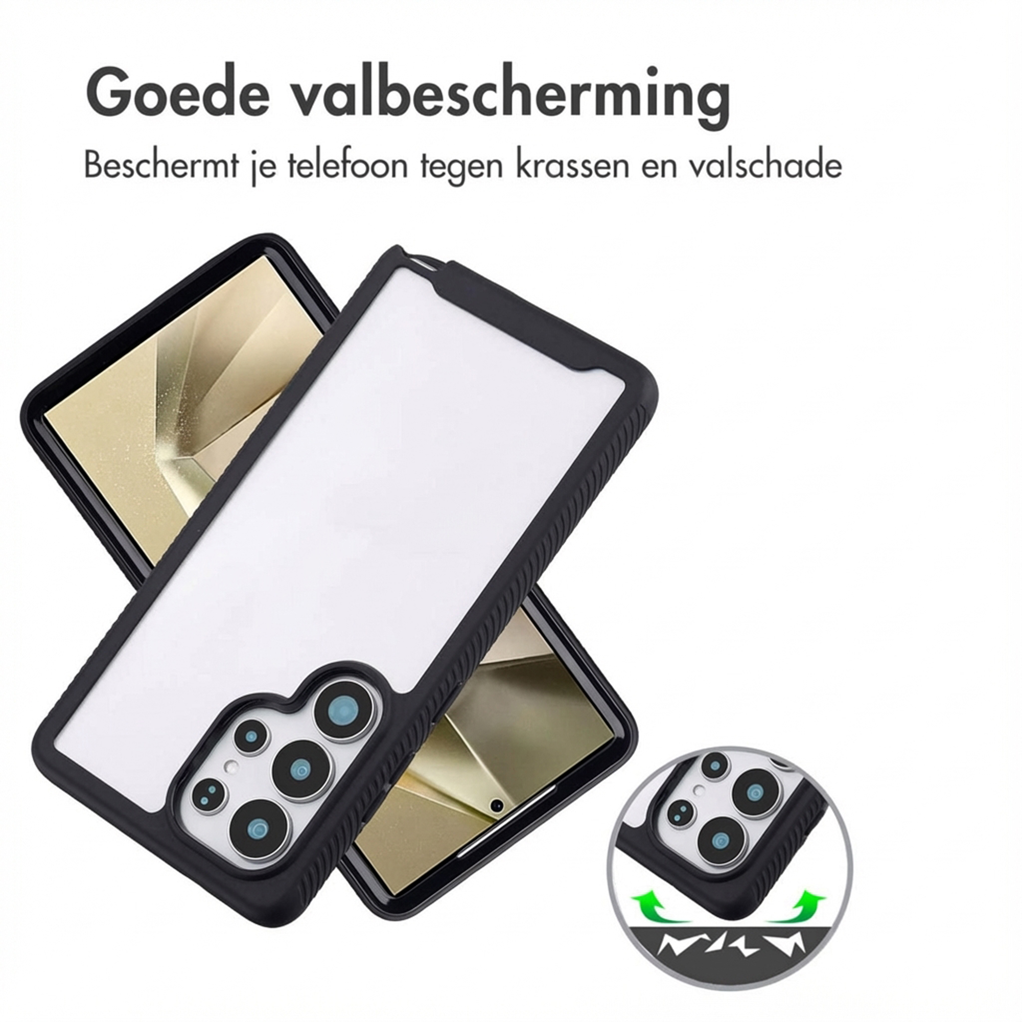 Black phone case with white back, showing camera lenses.