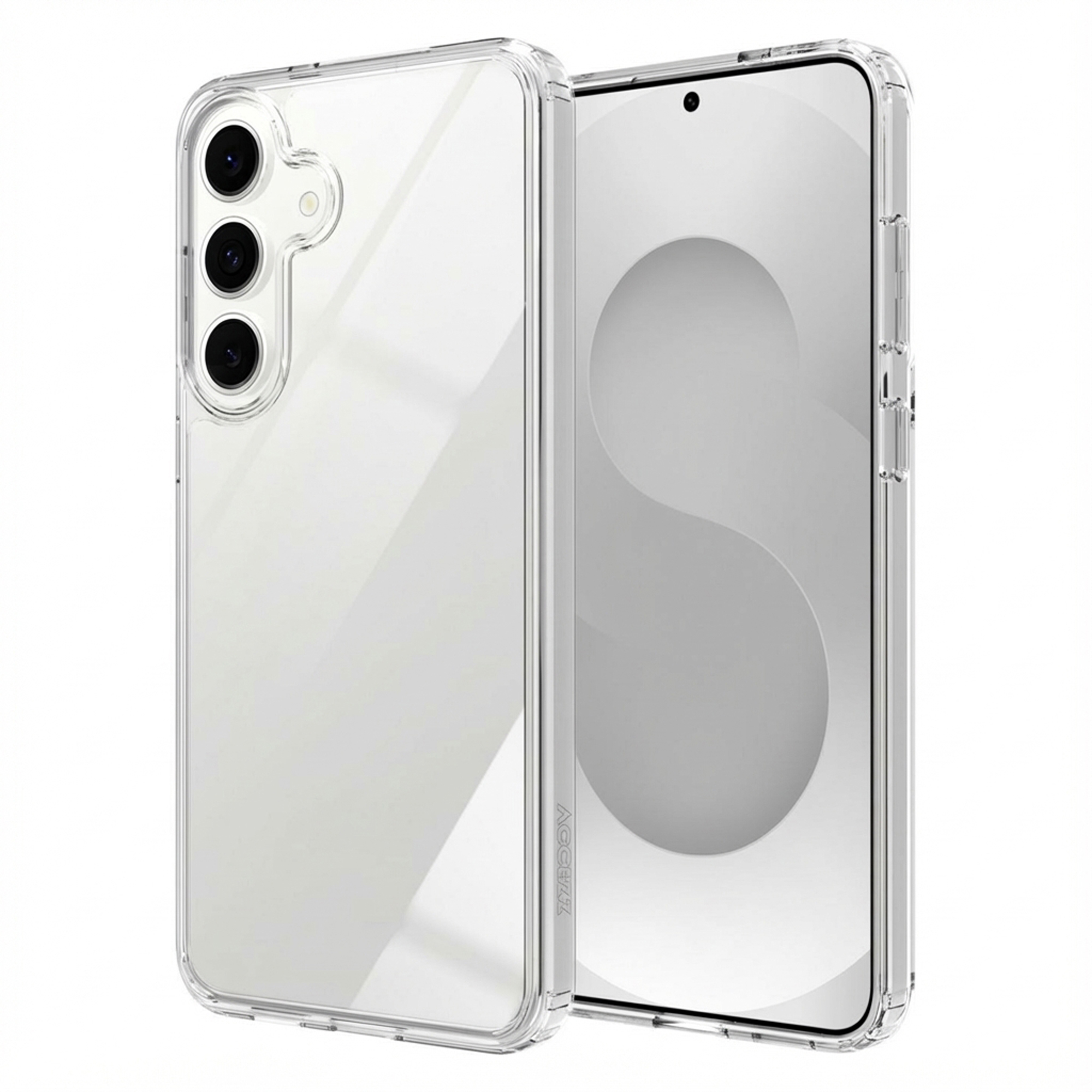 Doorzichtige telefoonhoes met drie camera lenzen aan de achterkant.