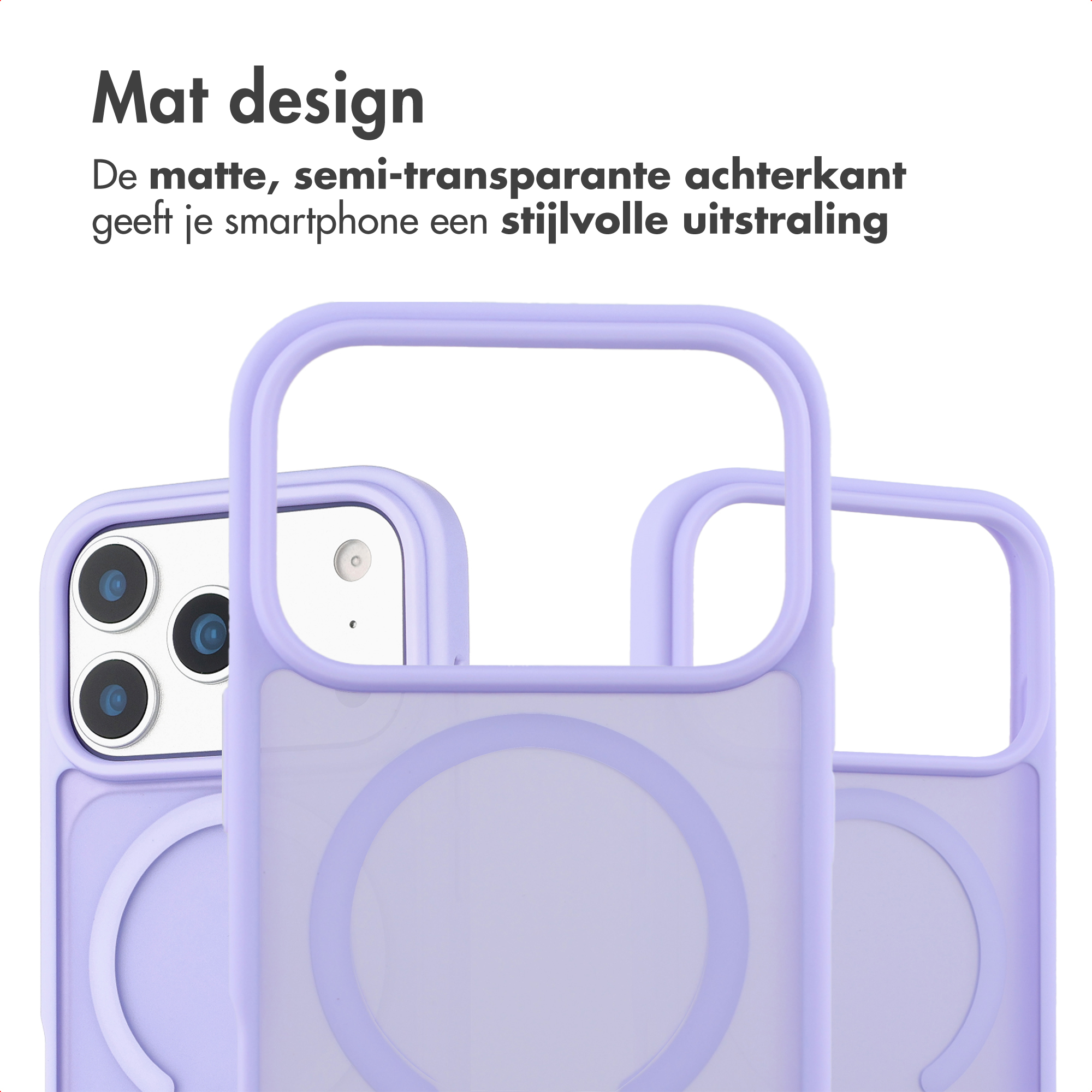 Matte, semi-transparante hoes met camera-uitsparing.