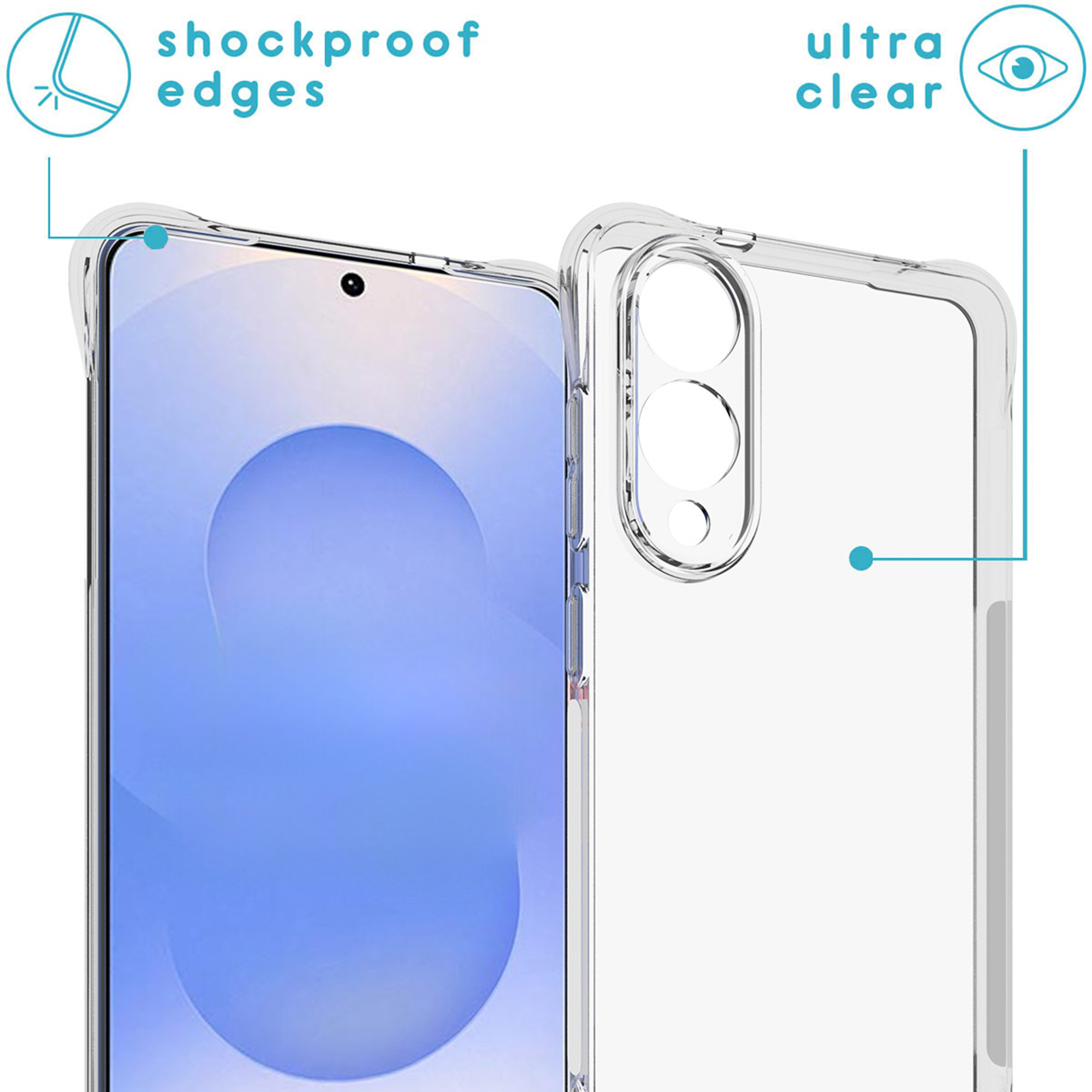 Custodia trasparente per telefono con bordi antiurto e design ultra chiaro.