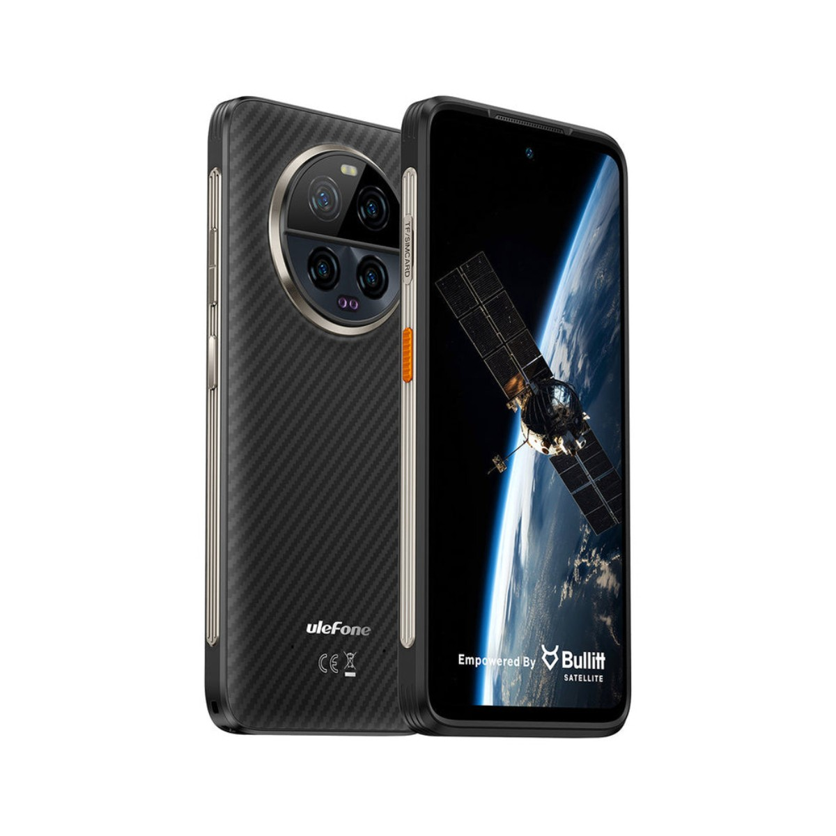 Wytrzymały smartfon z aparatami i obrazem satelitarnym na ekranie.