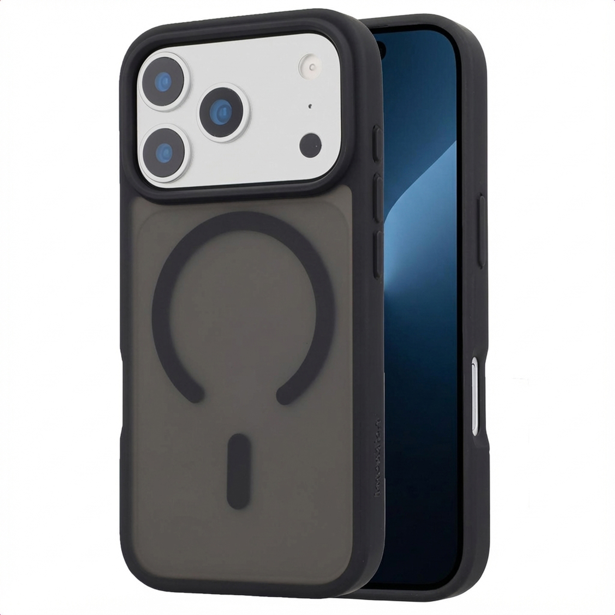 Zwarte iPhone hoes met MagSafe ring en camera-uitsparing