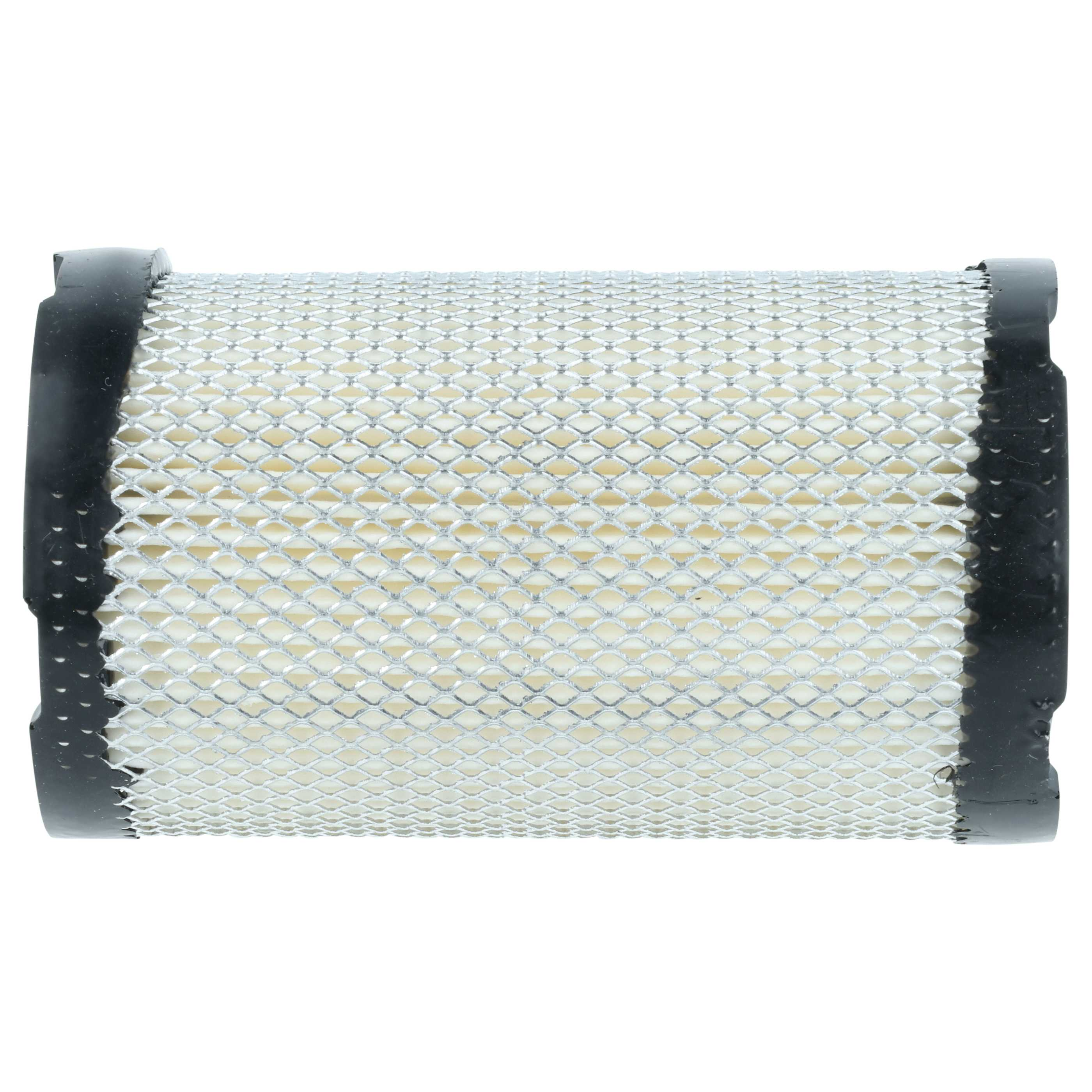 Ein runder Luftfilter mit Metallgitter und weißen Falten.