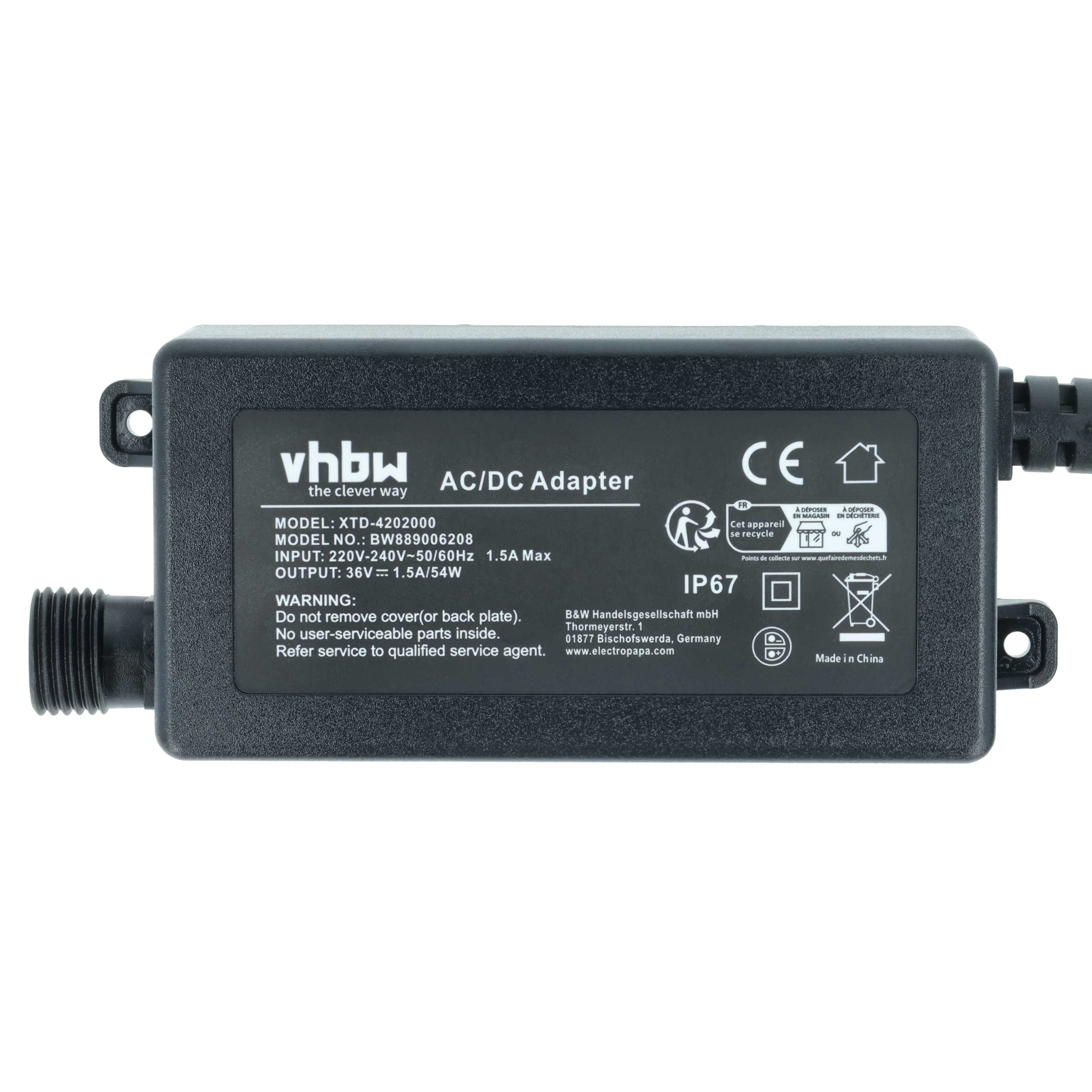 Schwarzer AC/DC-Adapter von vhbw mit Modellnummer XTD-4202000.