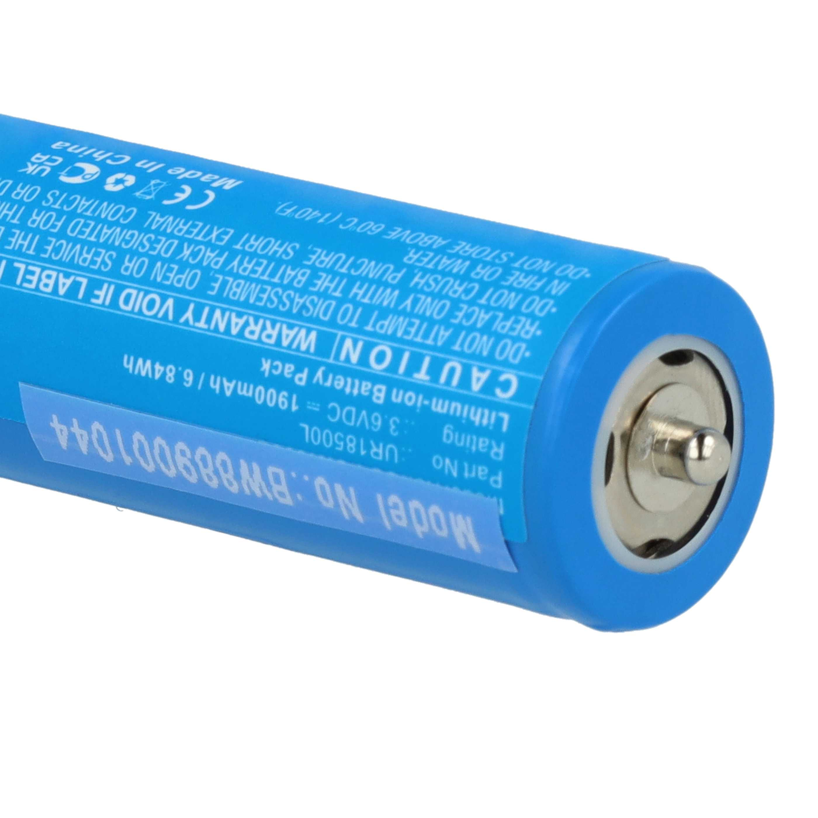 Blauer Lithium-Ionen-Akku mit Beschriftung, Modell BW889001044.