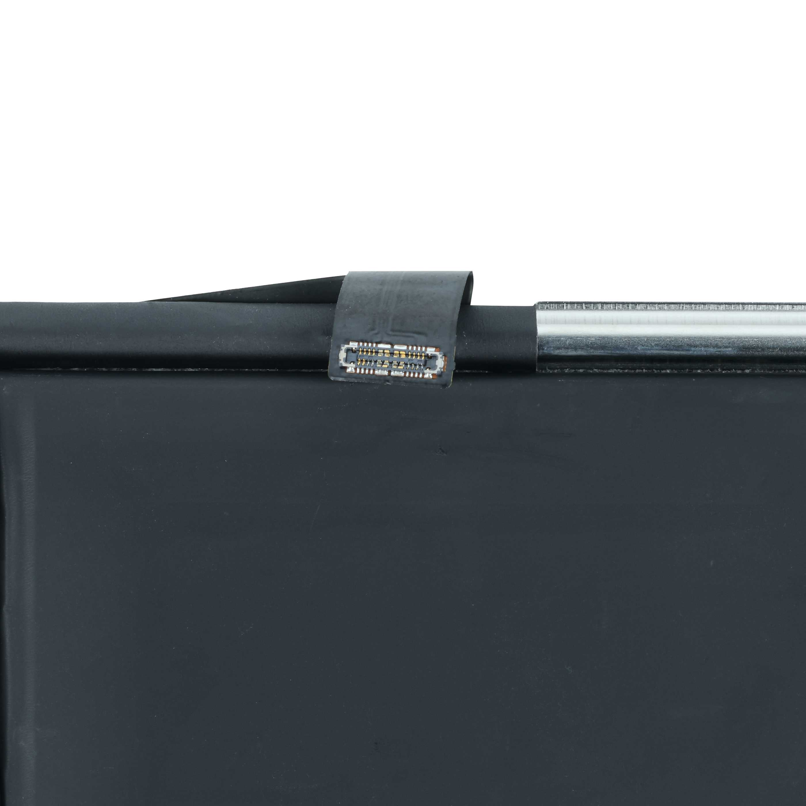 Ein schwarzer flexibler Kabelstecker mit goldenen Kontakten.