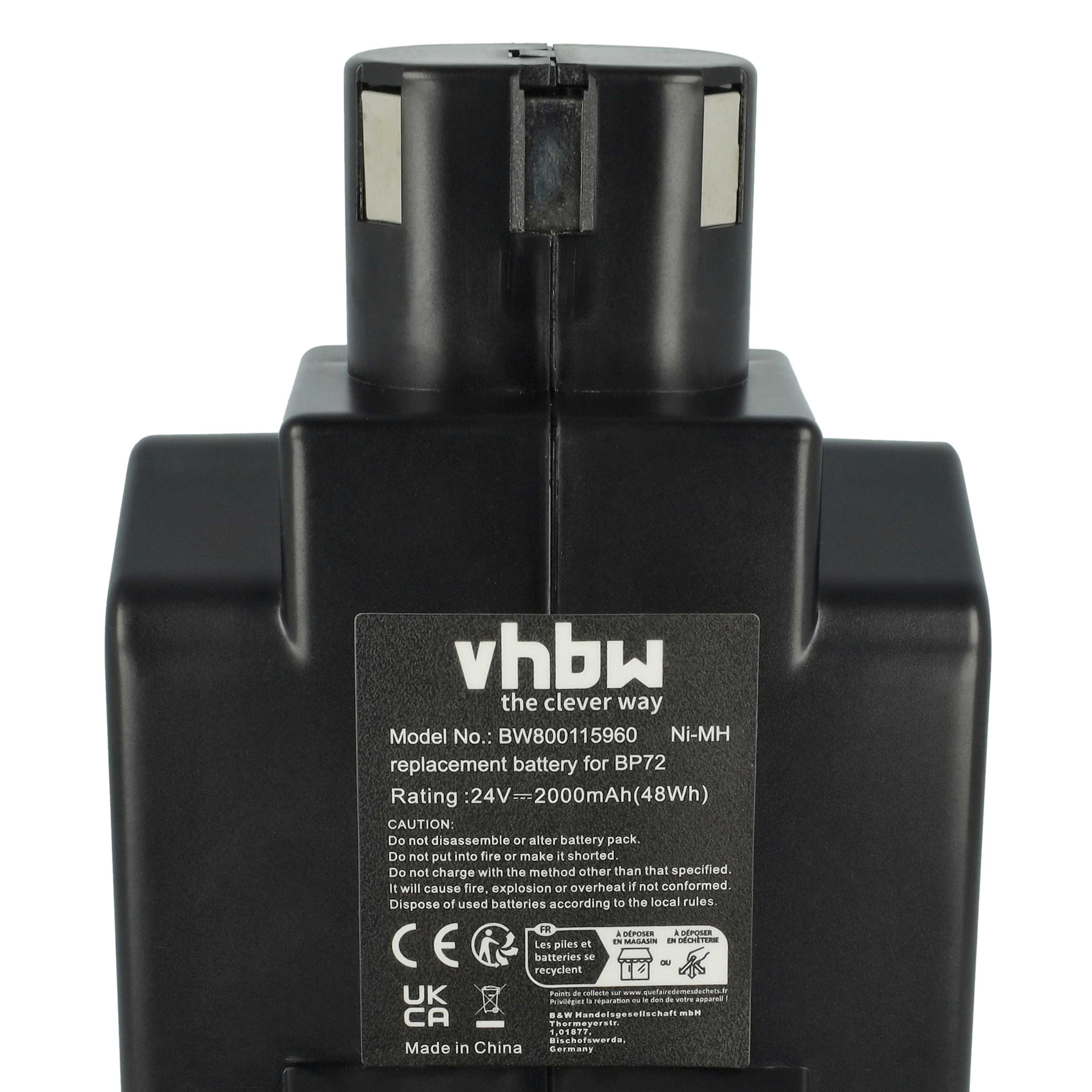 Schwarzer Ni-MH Akku, Modell BW800115960, 24V, 2000mAh, für BP72.