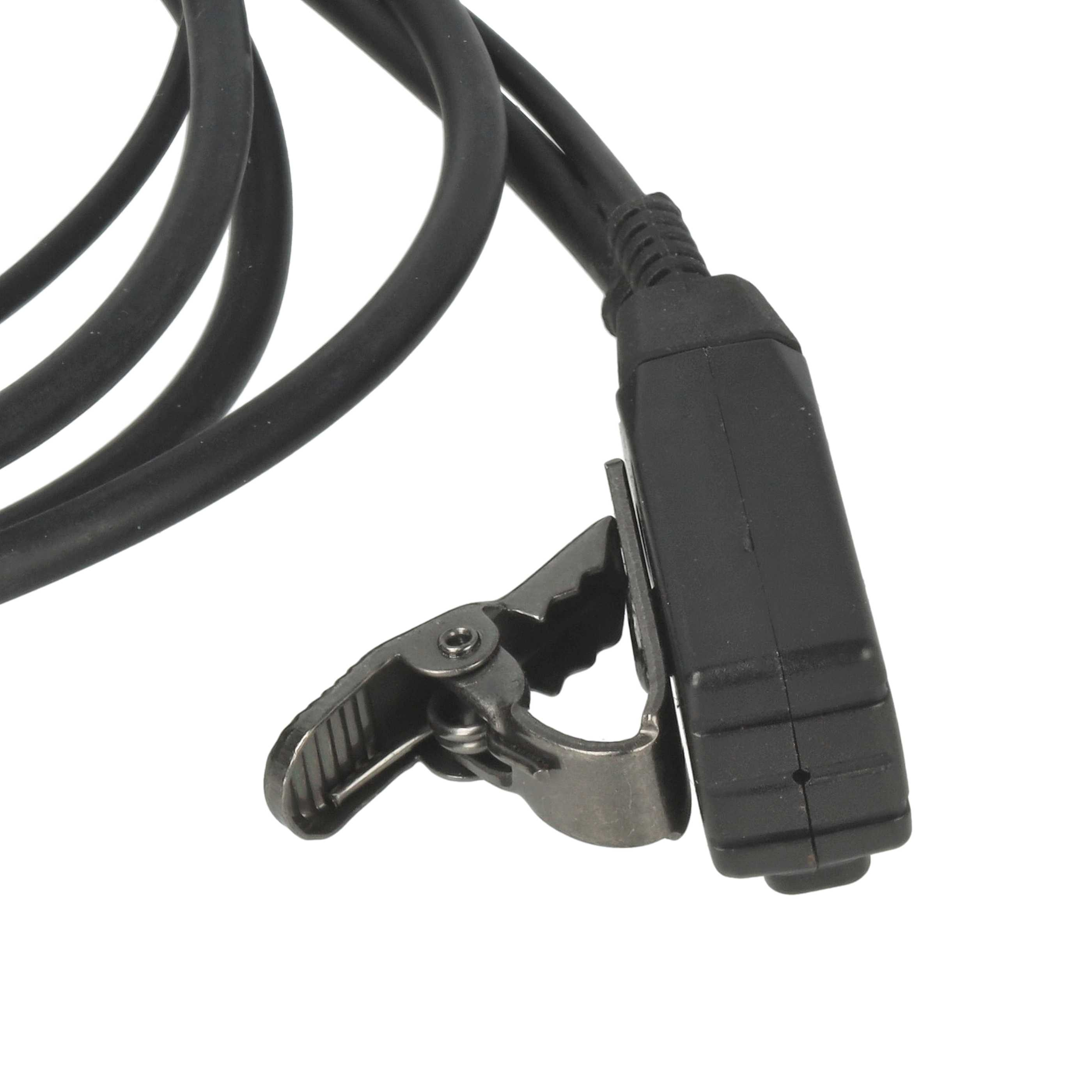 Ein schwarzes Kabel mit einer Metallklemme und einem schwarzen Stecker.