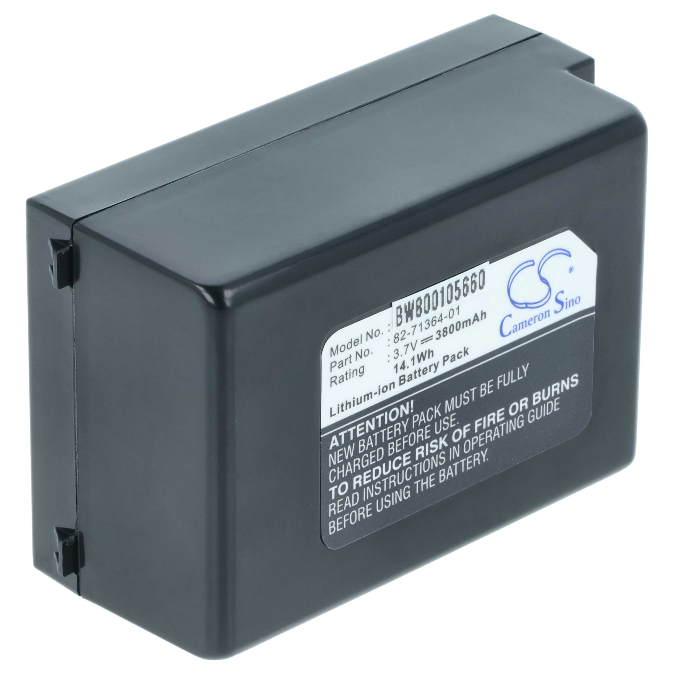 Schwarzer Lithium-Ionen-Akku mit Etikett, Modell BW800105660.