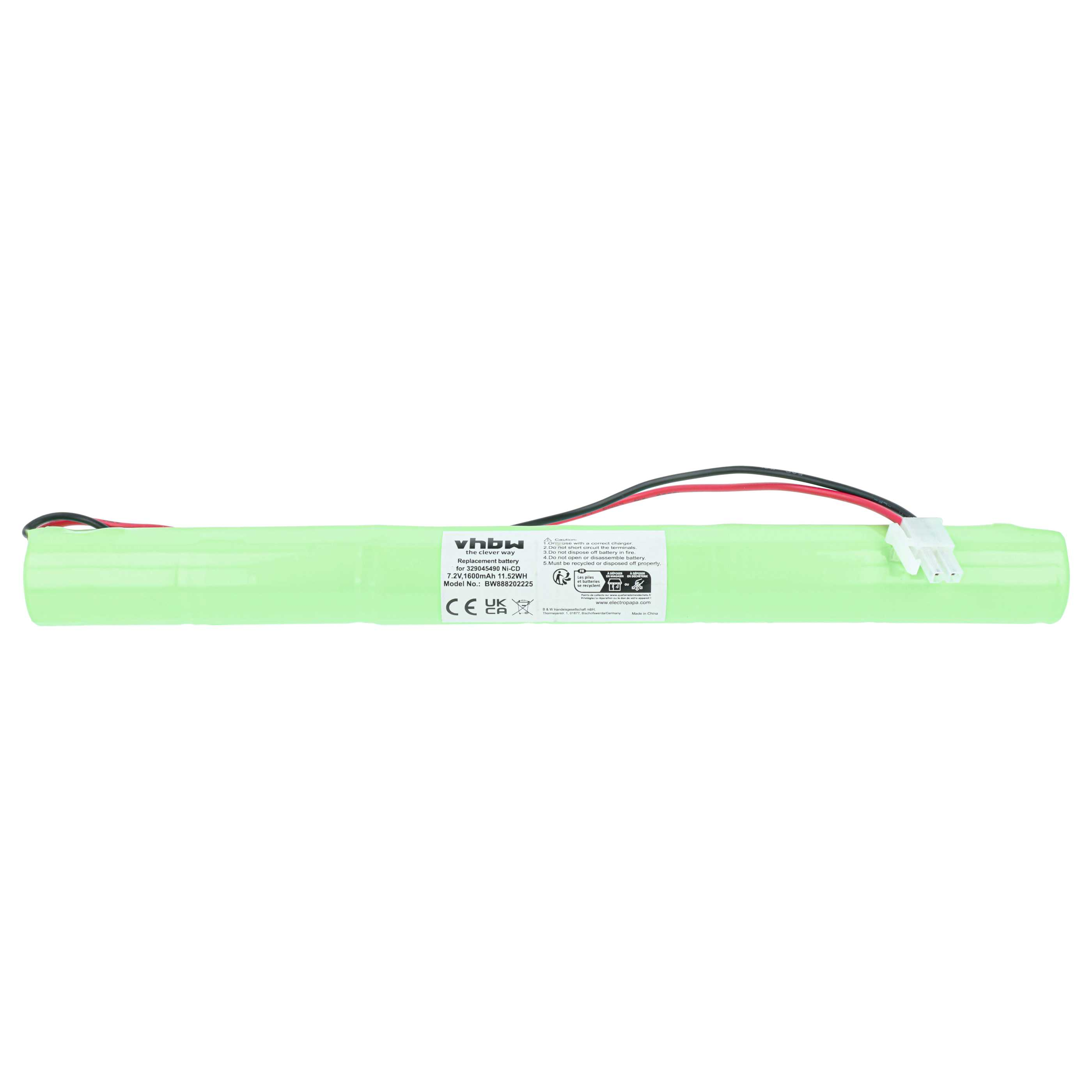 Grüne Ni-CD-Batterie mit Kabeln und Stecker, 7,2V, 1600mAh.