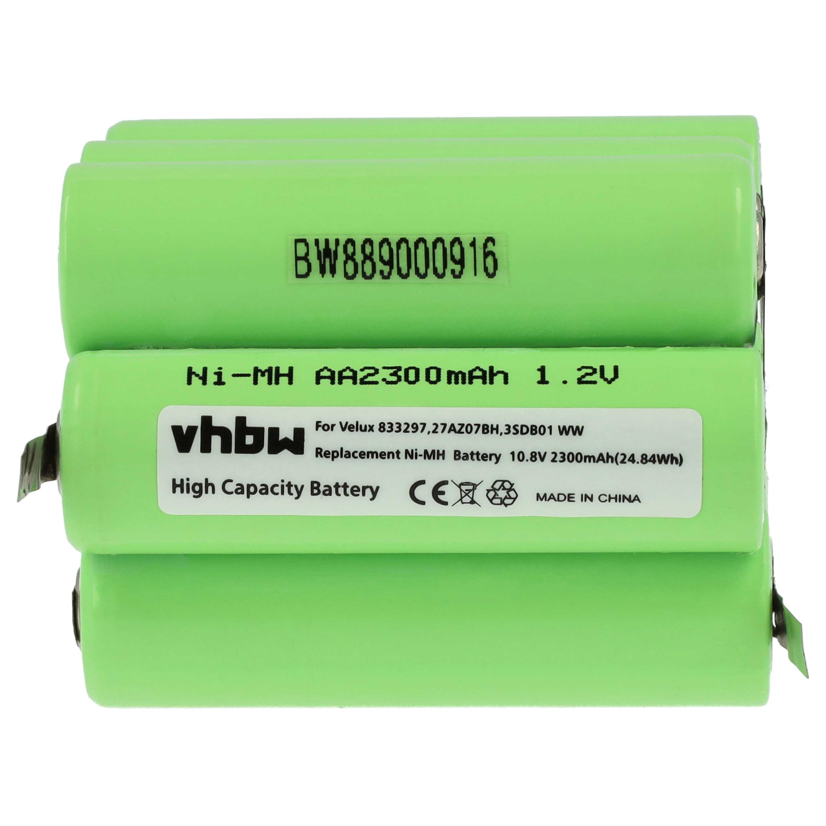 Grüne Ni-MH AA Batteriepack mit Beschriftung, 10,8V, 2300mAh.