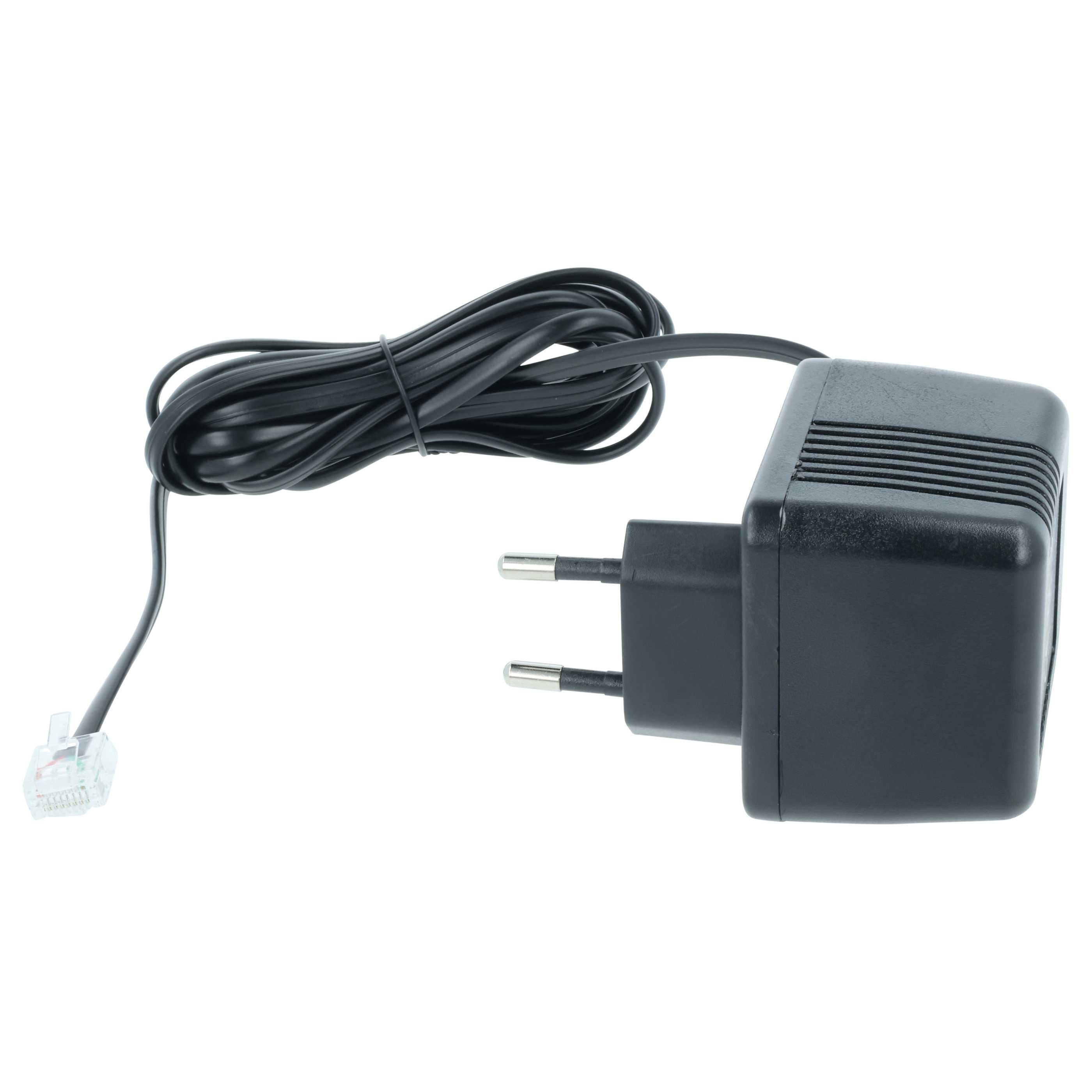 Schwarzes Netzteil mit Kabel und RJ11-Stecker.