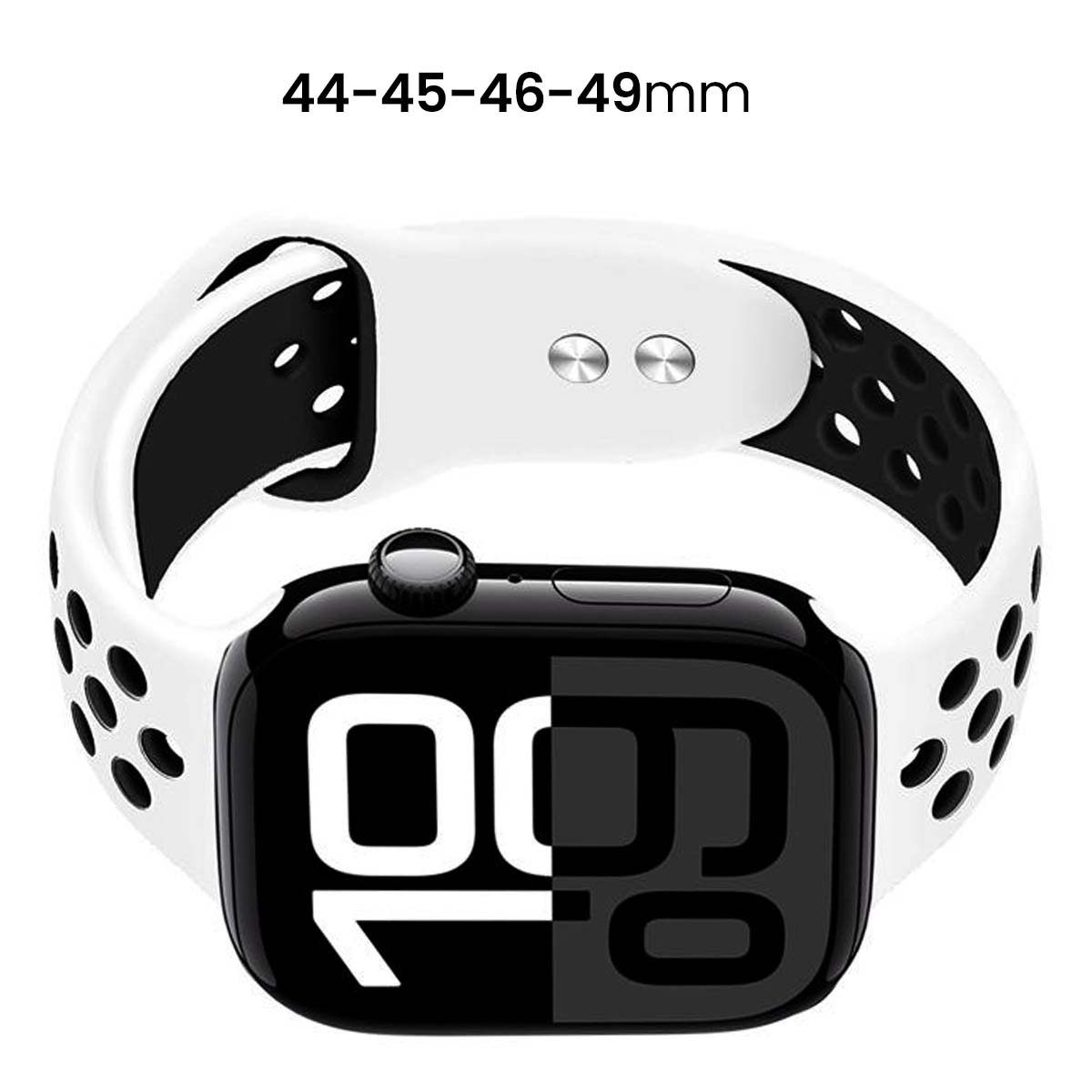 Cinturino bianco e nero traforato per smartwatch.