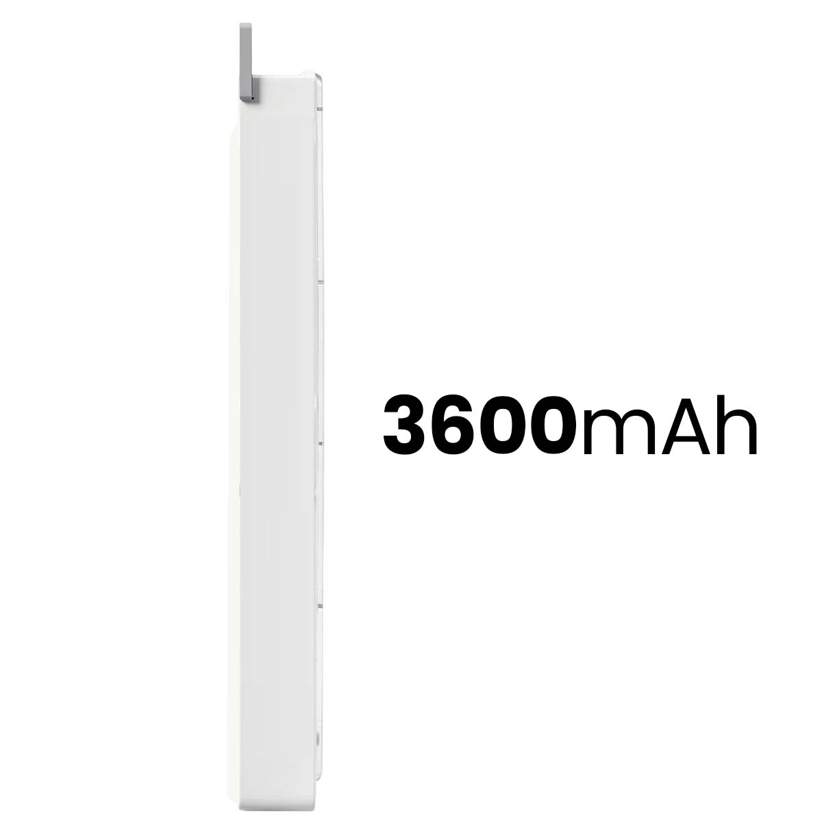 Ein weißes Gerät mit der Aufschrift 3600mAh.