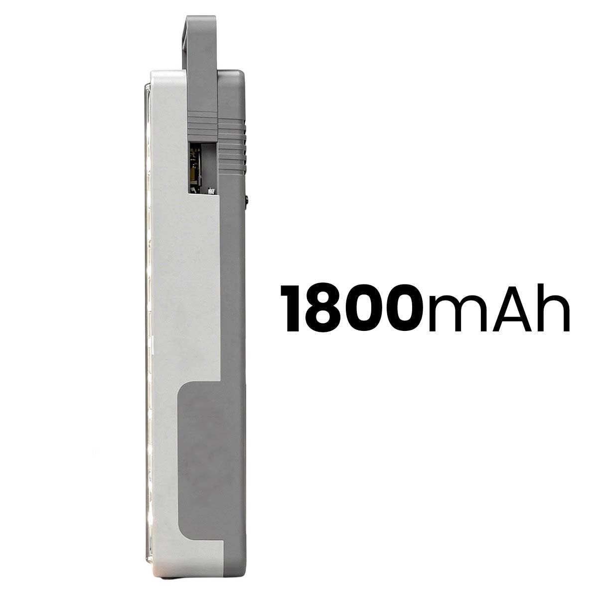 Ein graues und weißes Gerät mit der Aufschrift 1800mAh.