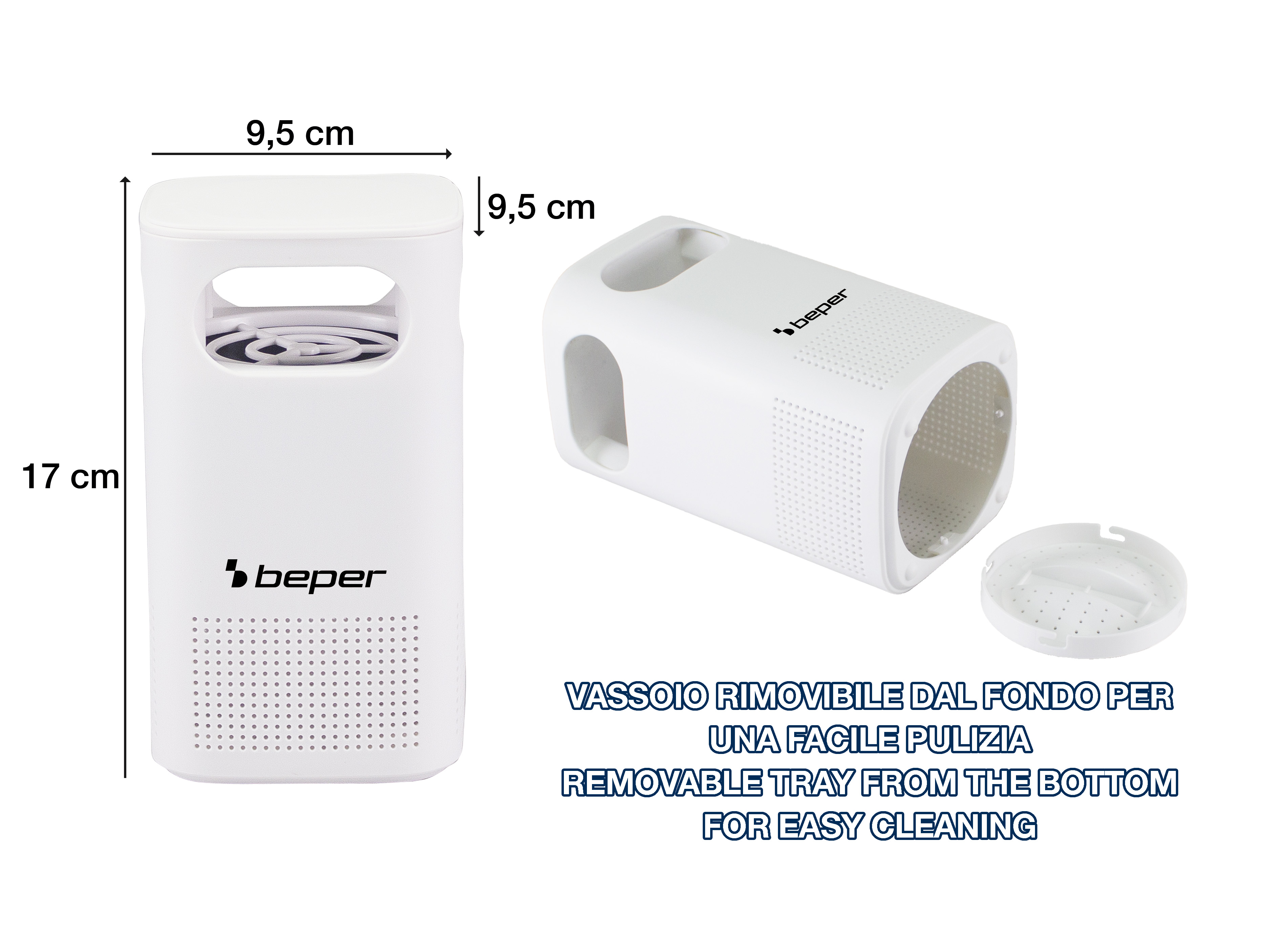 Trappola bianca per insetti con misure: 17cm altezza, 9,5cm larghezza.