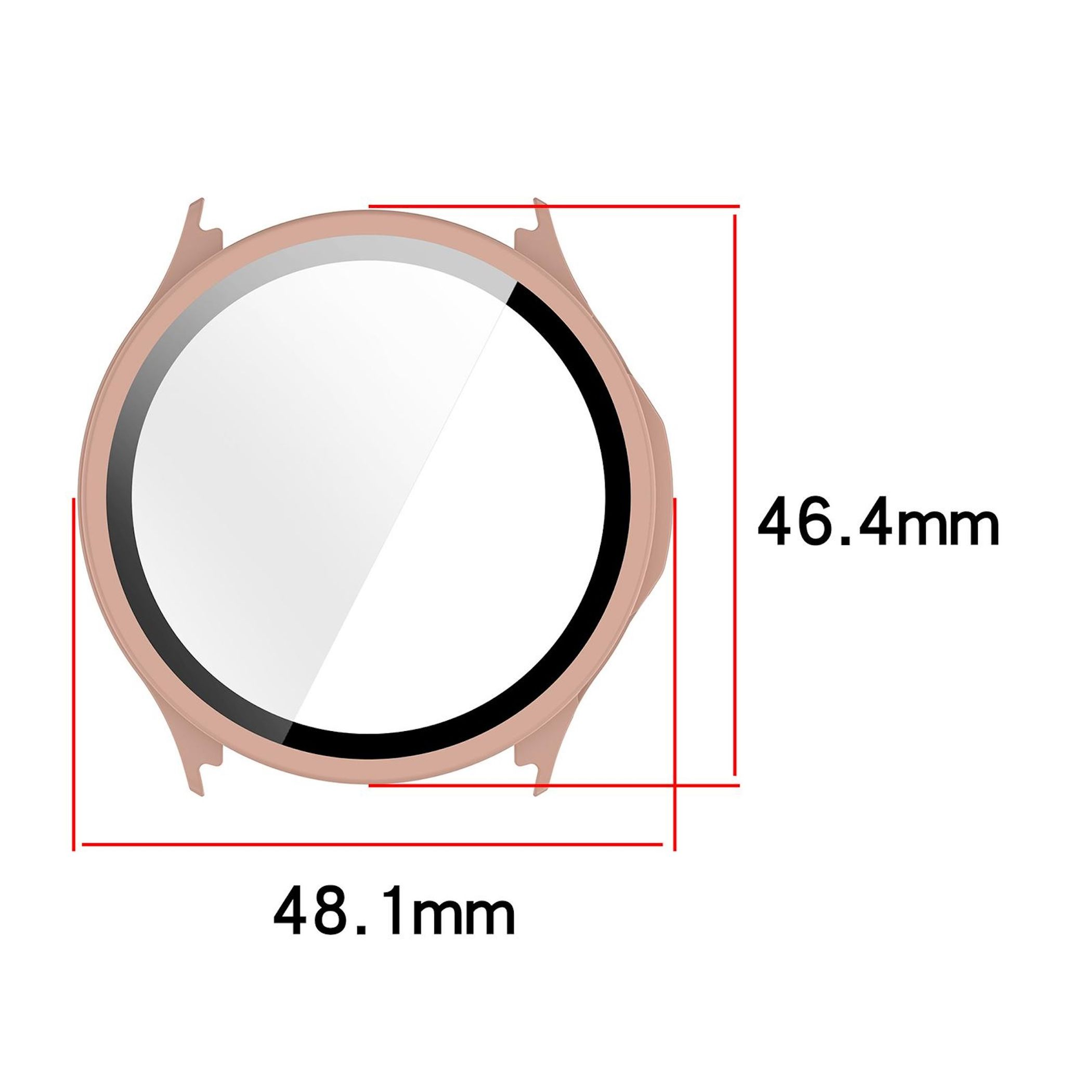 Una ghiera di orologio in oro rosa con dimensioni 48,1 mm e 46,4 mm.