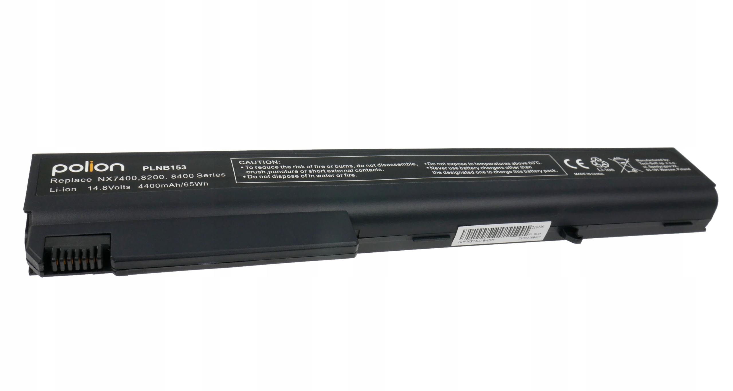 Czarna bateria do laptopa, marka Polion, model PLNB153, 14,8V, 4400mAh/65Wh.