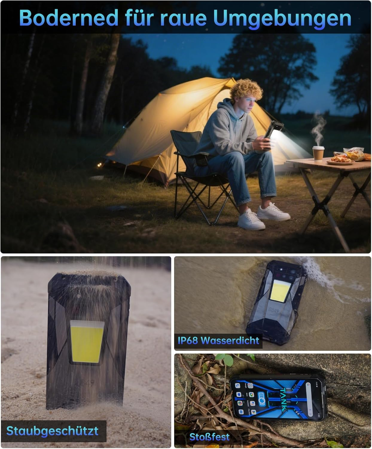 Robustes Outdoor-Smartphone: staub-, wasserdicht & stoßfest.