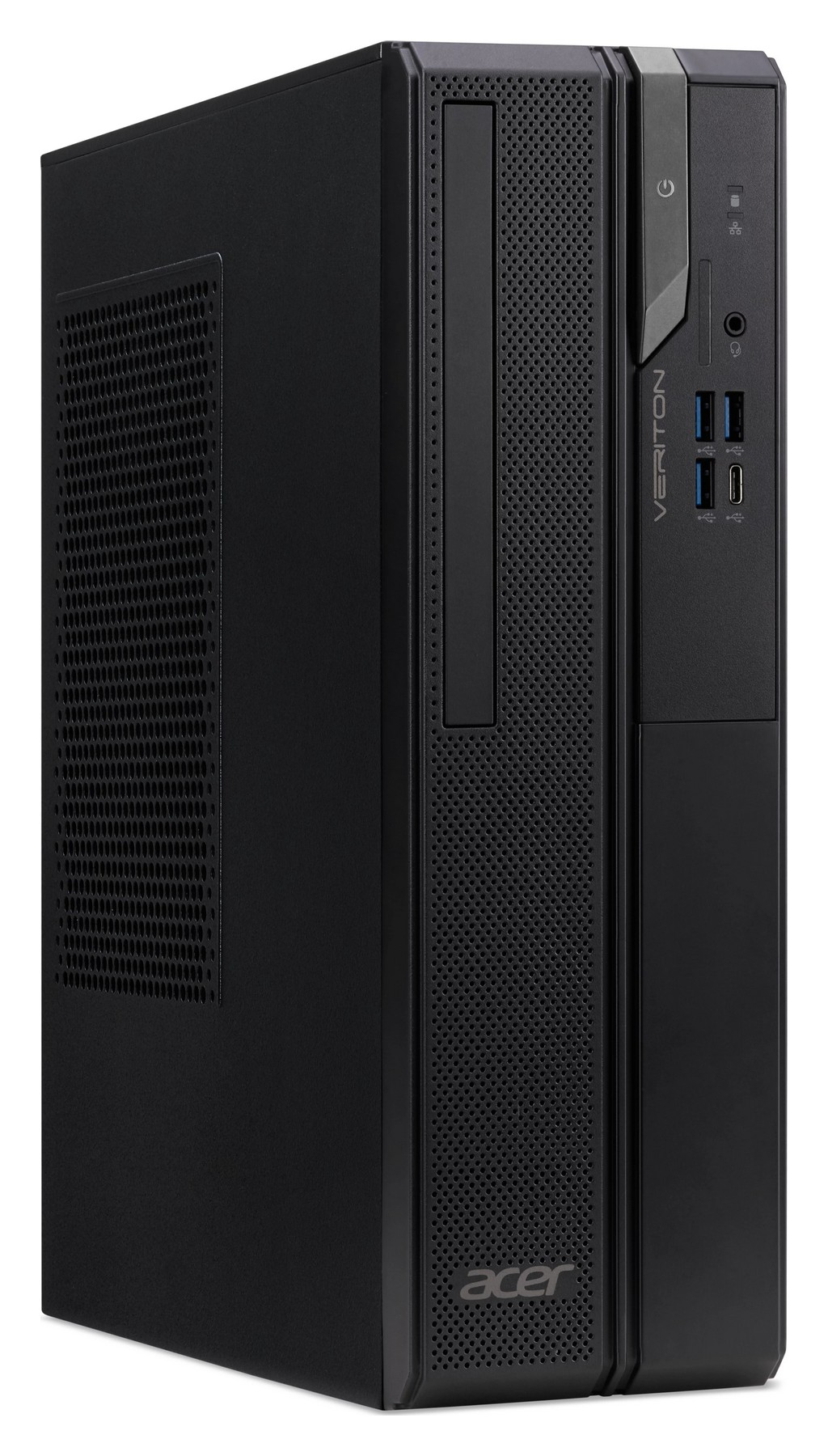 Tower nero per computer desktop Acer Veriton con prese d'aria e porte.