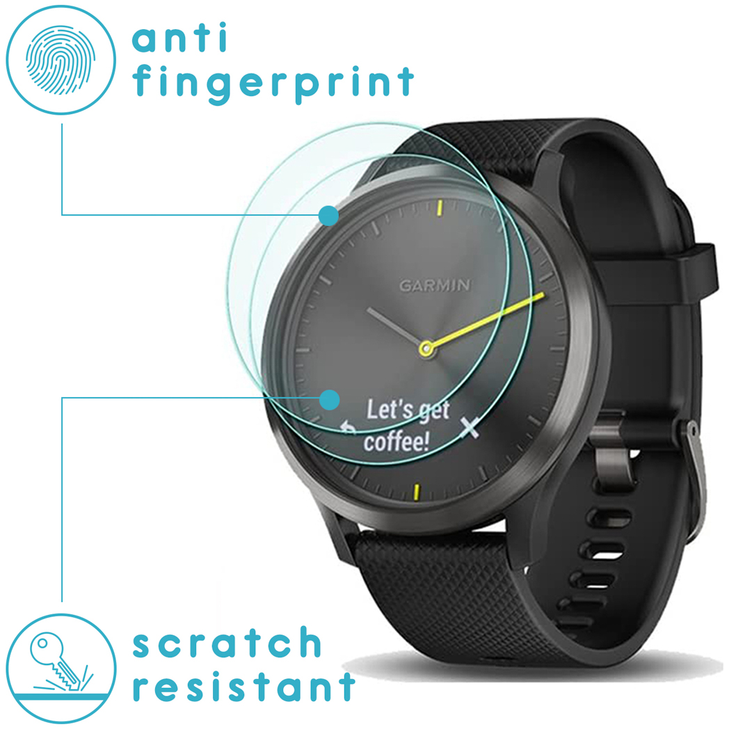 Garmin smartwatch met screenprotector, anti-vingerafdruk en krasbestendig.