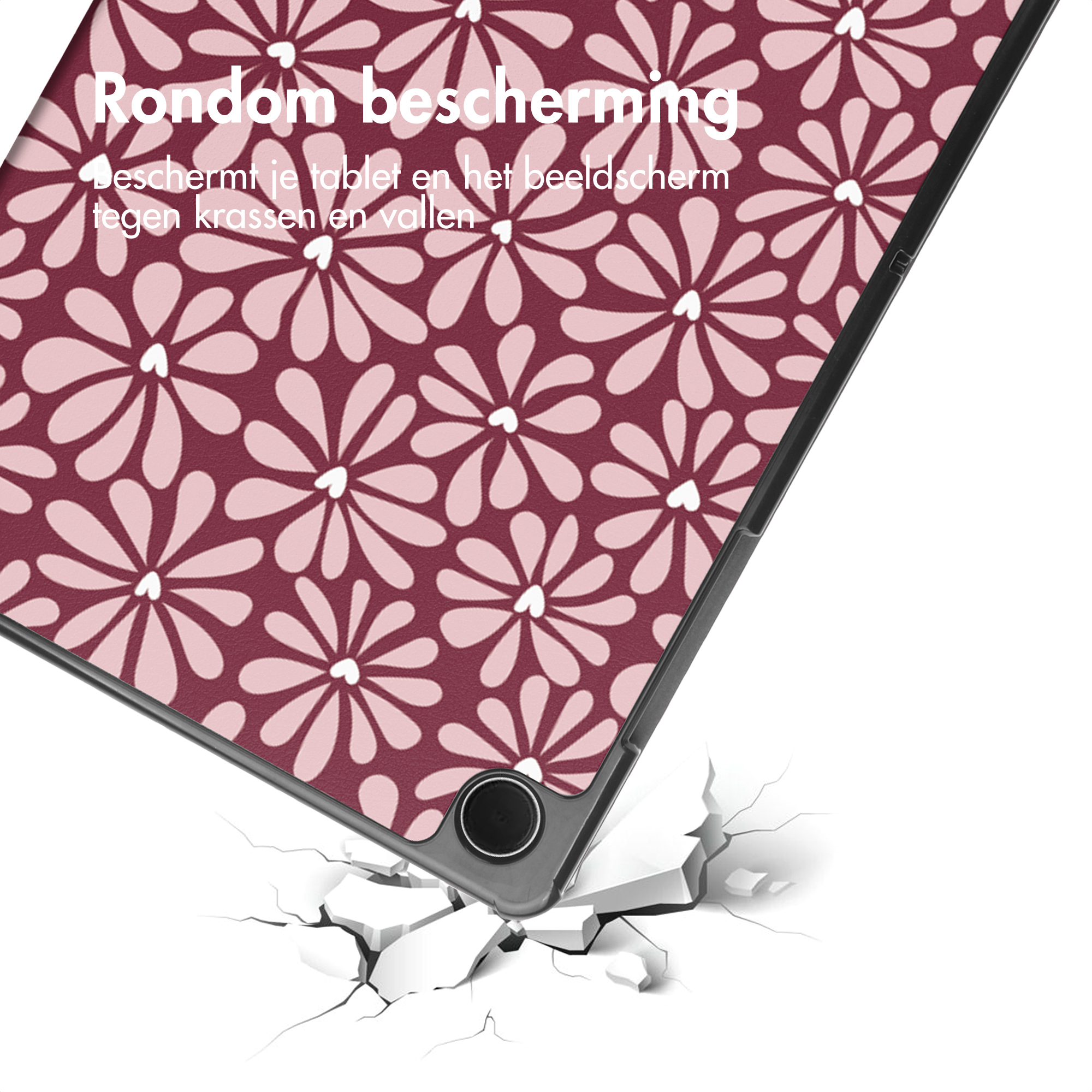 Étui pour tablette à motif floral, protège des chutes.