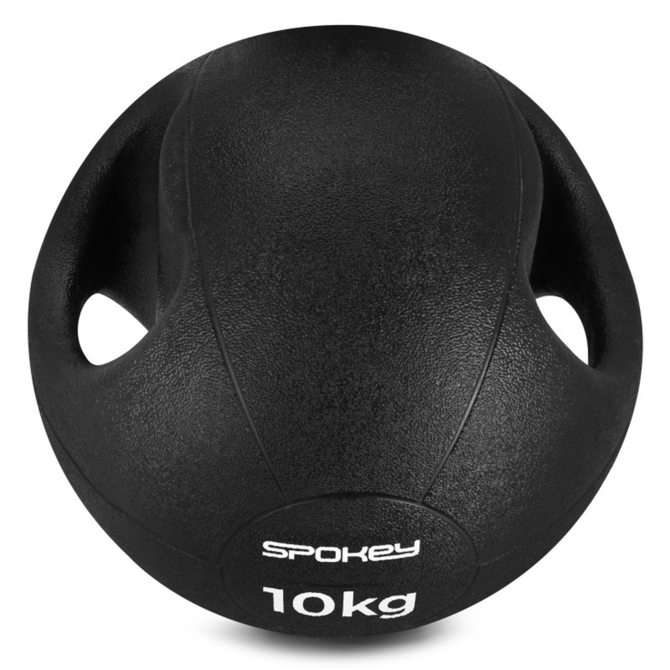 Balón medicinal negro de 10kg con asas.