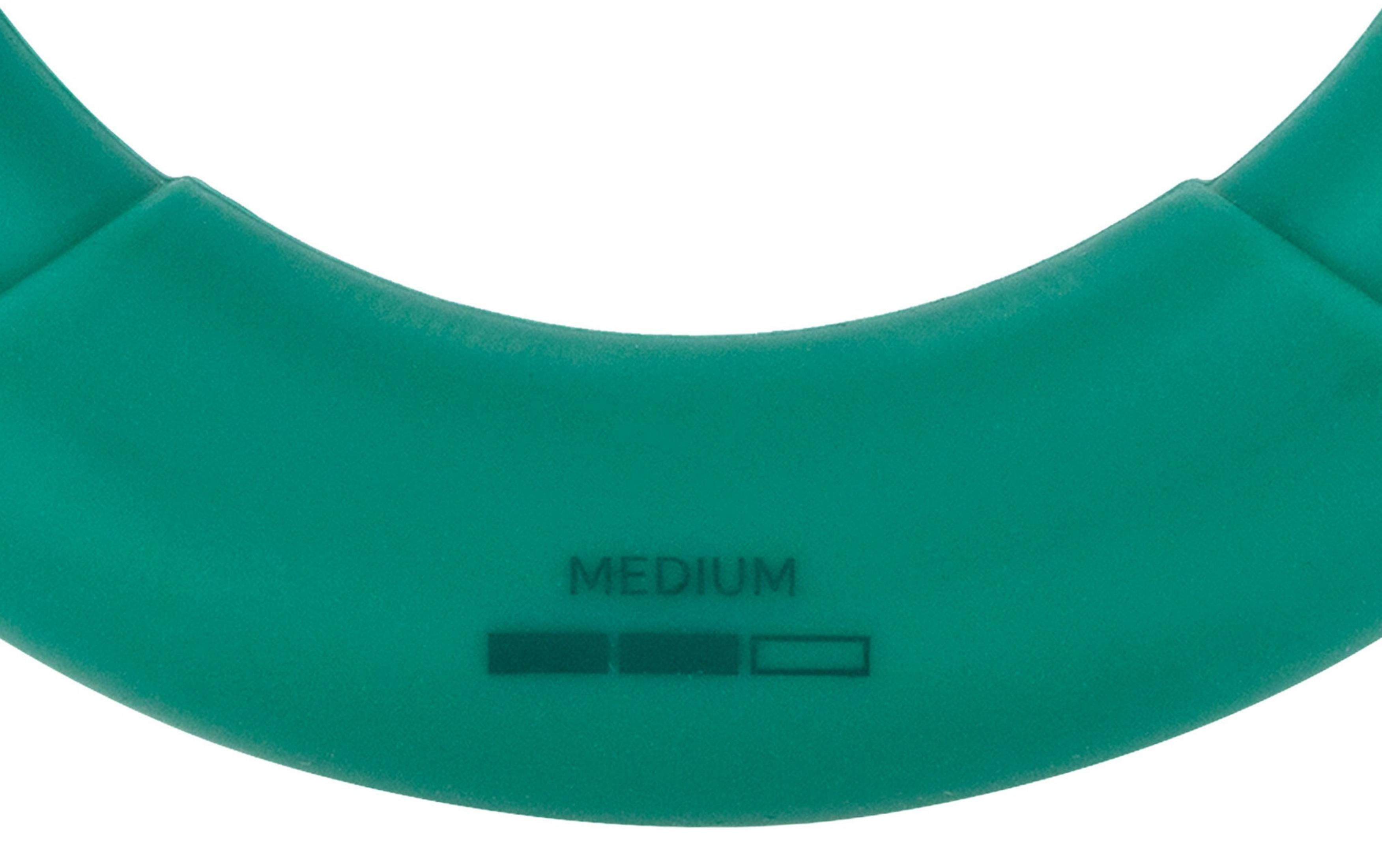 Anello verde con la scritta MEDIUM e tre barre.