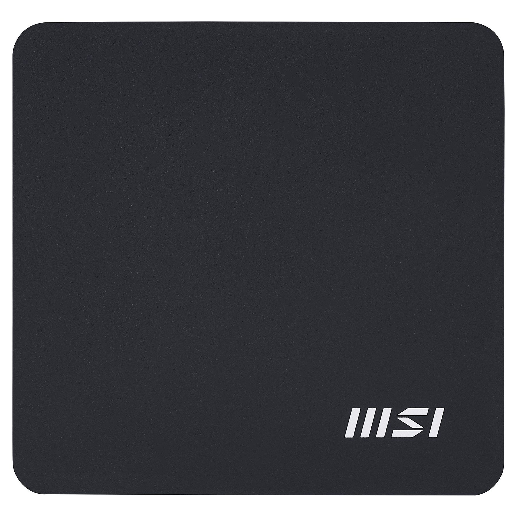 Czarna podkładka pod mysz z białym logo MSI w prawym dolnym rogu.
