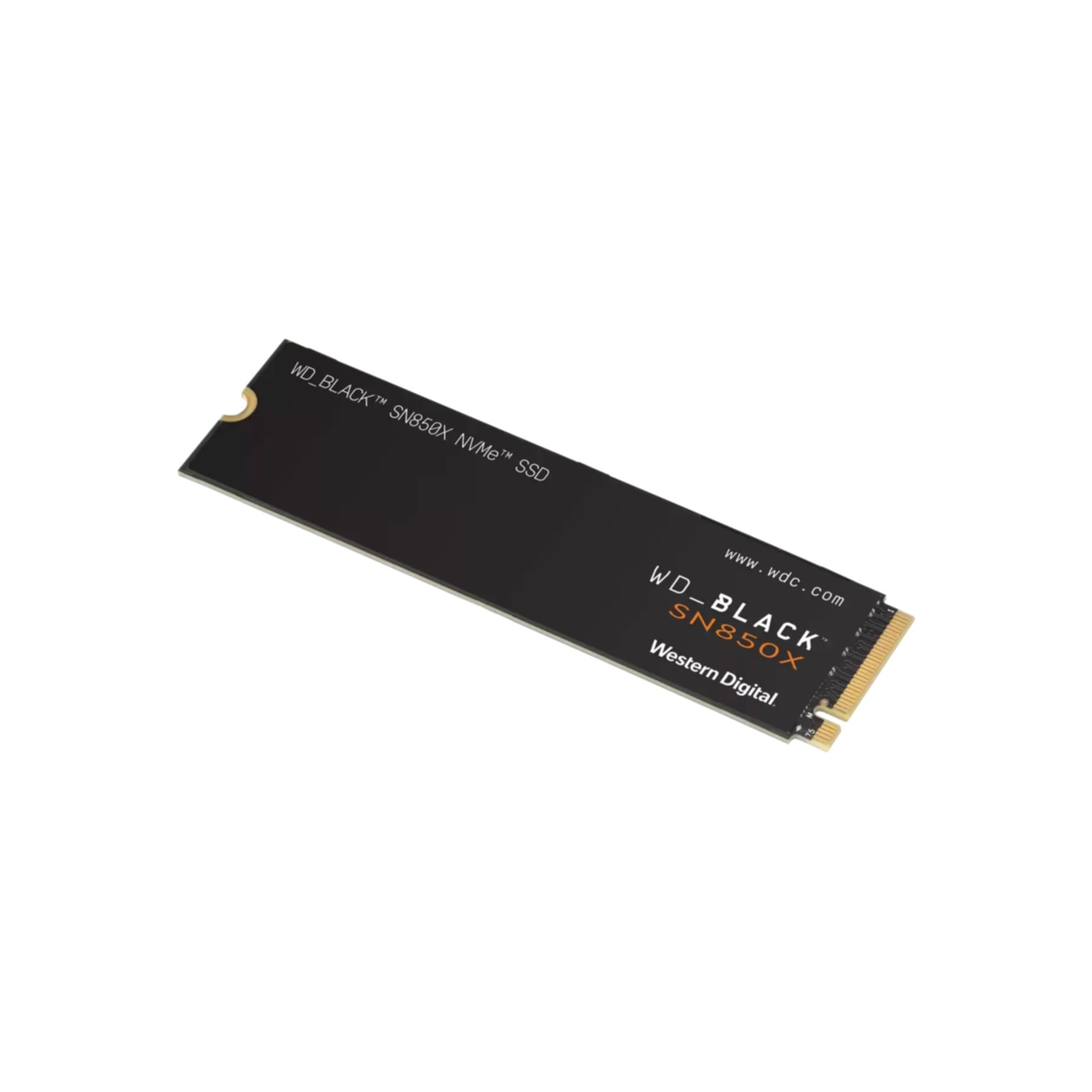 Czarny dysk SSD NVMe ze srebrnymi stykami. Opis: WD BLACK SN850X.