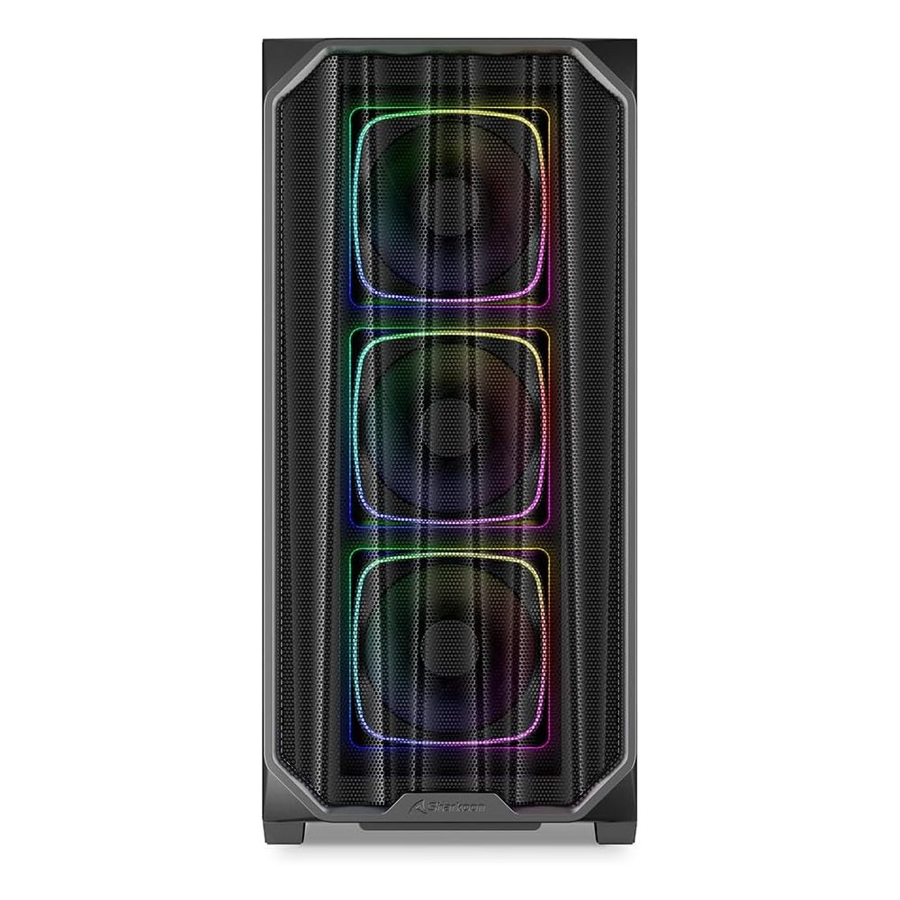 Un case PC nero con tre ventole RGB frontali.