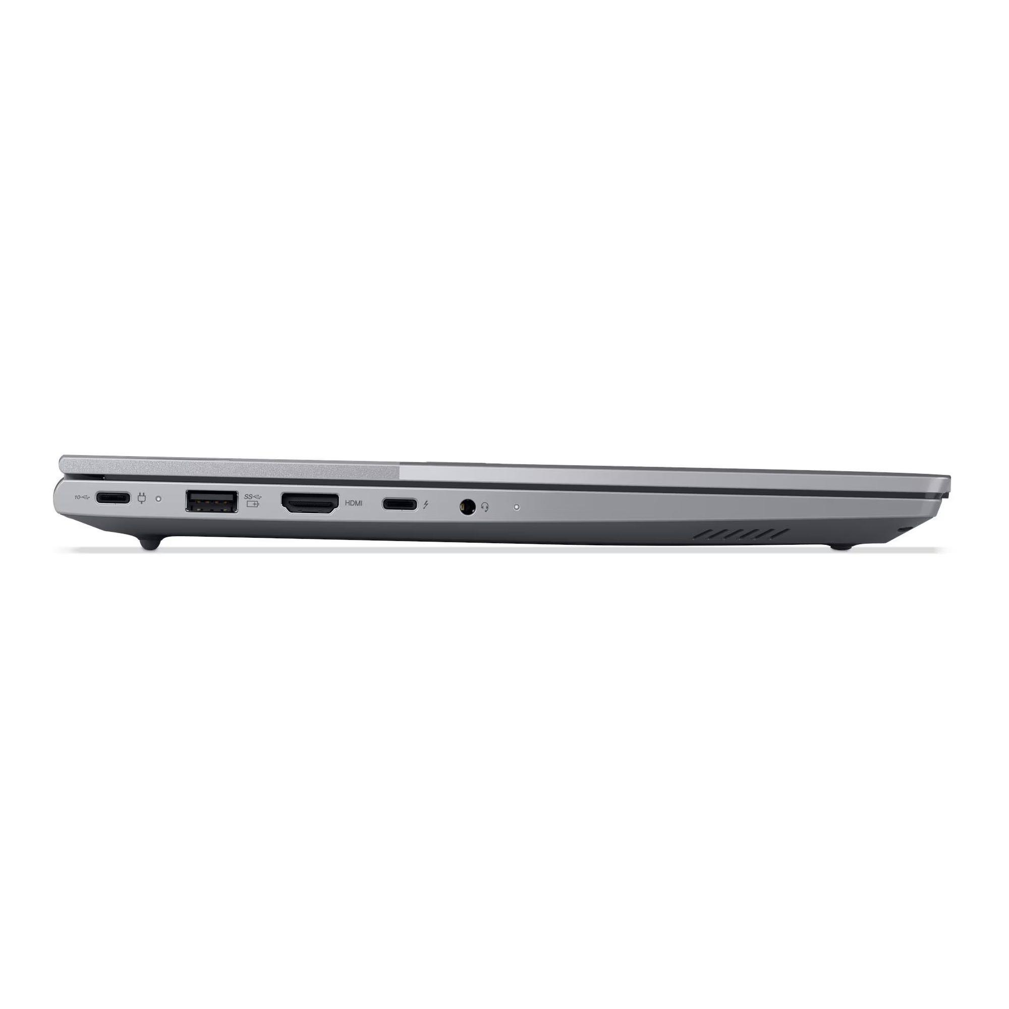 Szara sekcja portów laptopa: USB, HDMI, gniazdo audio.
