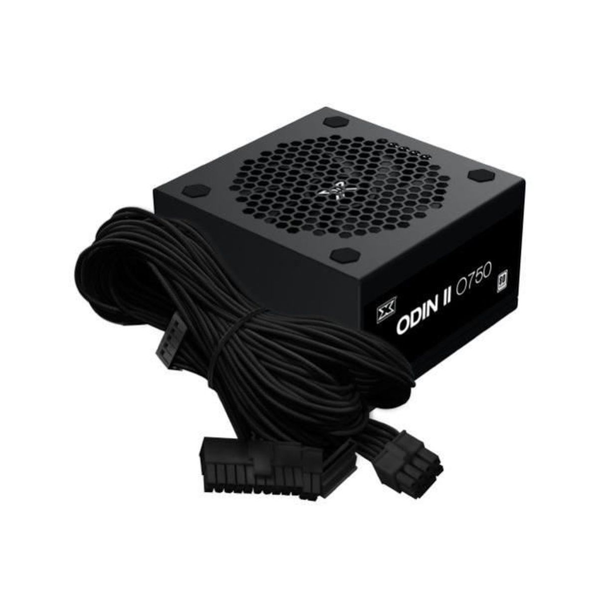 Alimentatore nero per PC con cavi, modello Odin II 0750.