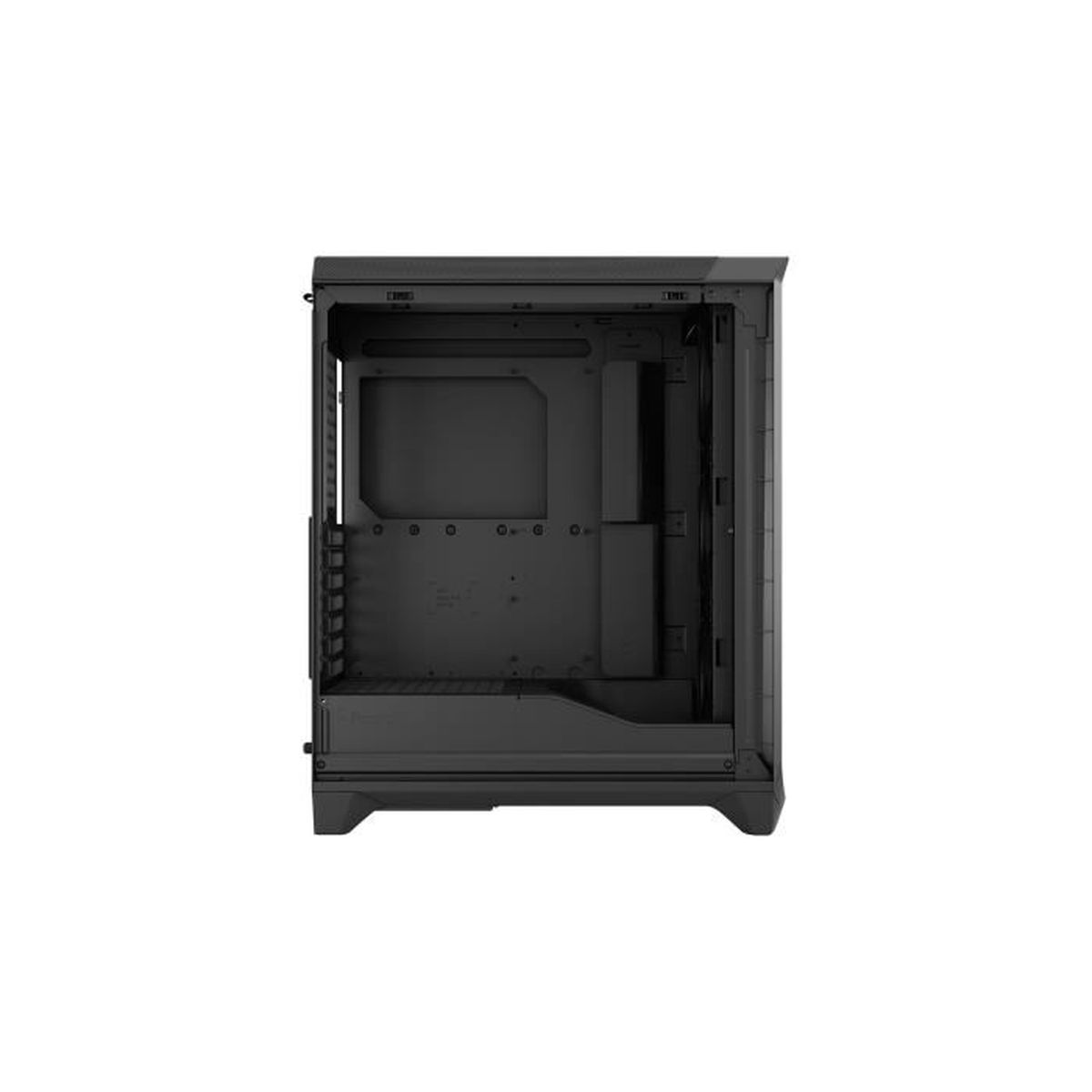 Case del computer nero con pannello laterale aperto, che mostra l'interno.