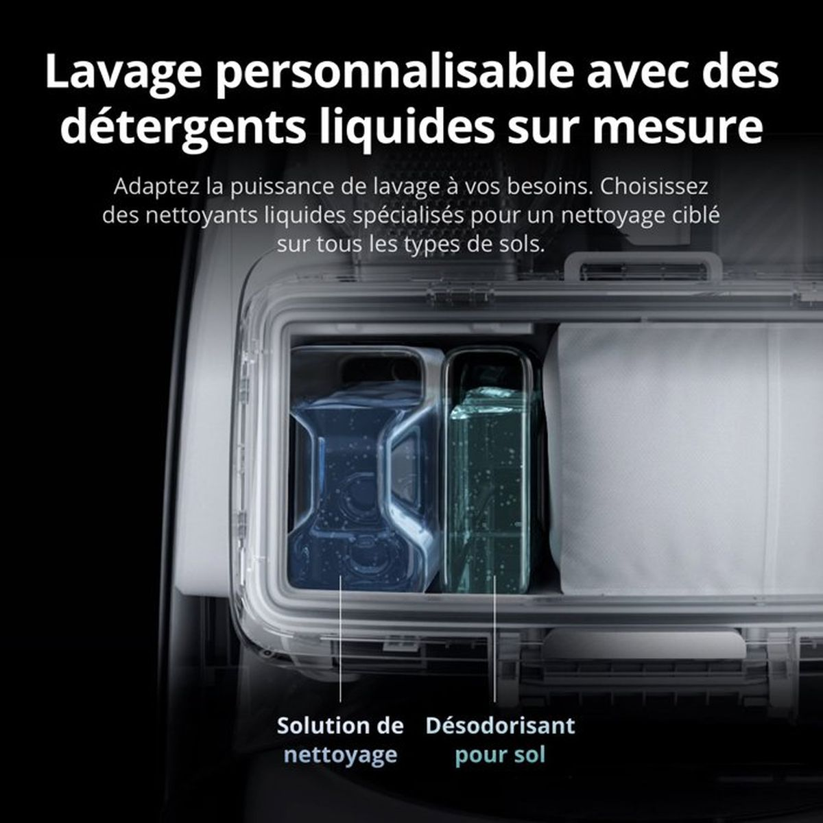 Dwa pojemniki z płynami, jeden niebieski, drugi zielony, na detergenty.