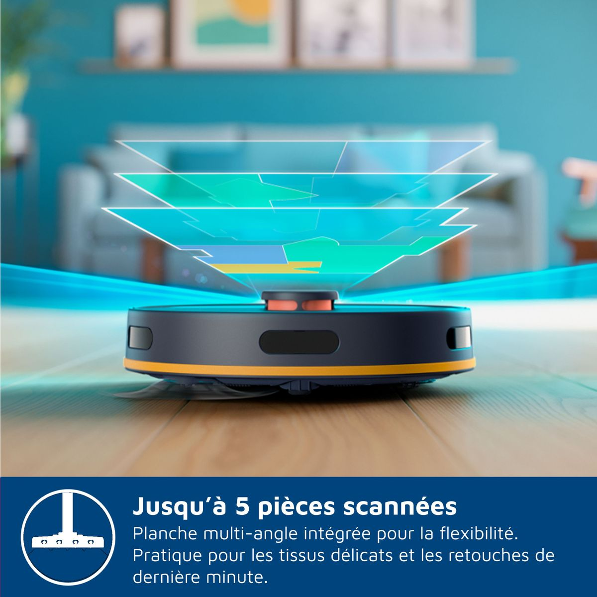 Un robot aspirateur scanne une carte 3D virtuelle de son environnement.