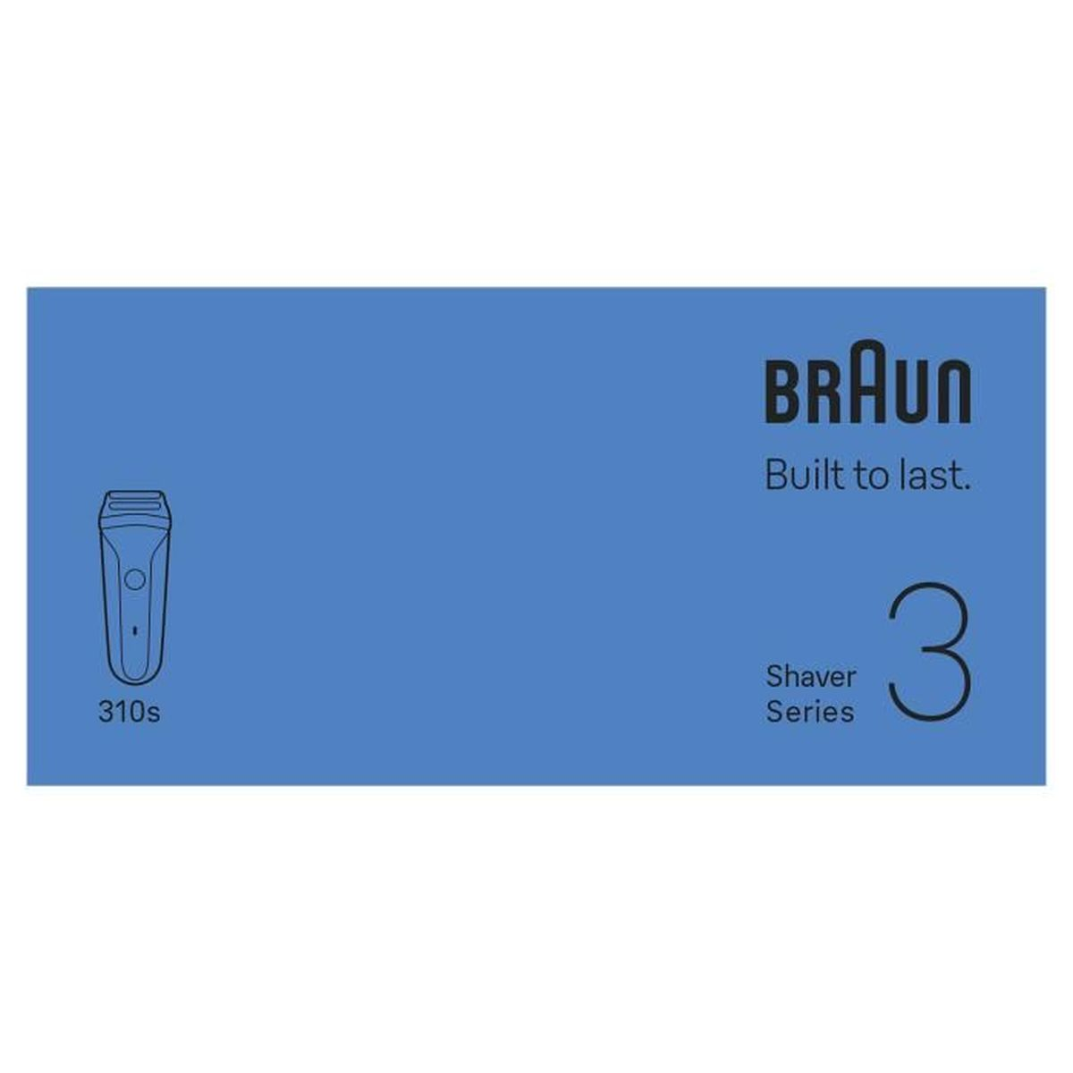 Braun Rasierer Serie 3 310s. Blau auf weißem Hintergrund.
