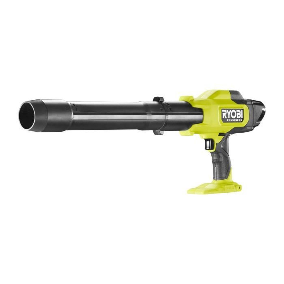 Grünes und schwarzes Ryobi Laubbläser mit Griff.