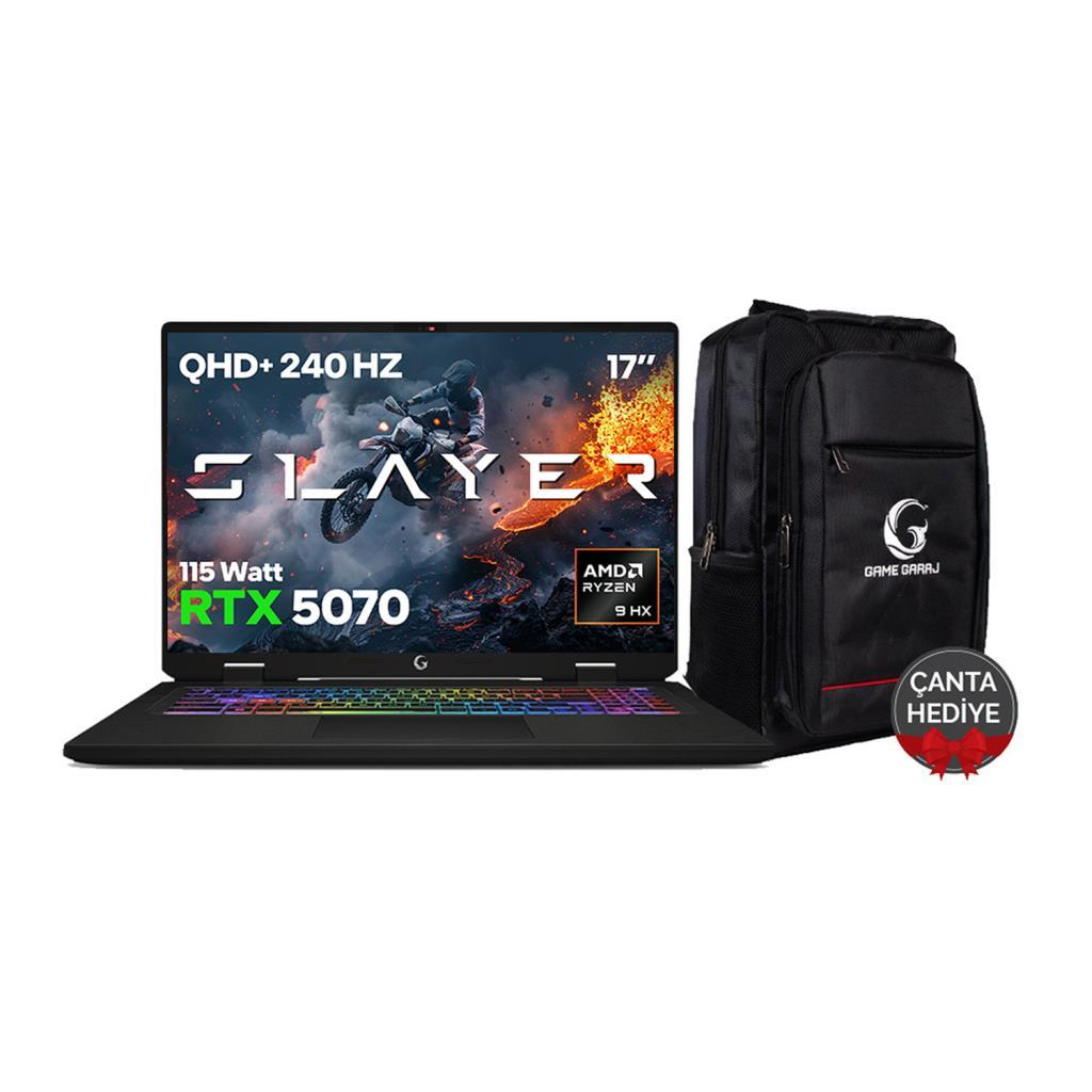 GAME GARAJ Slayer R9M3D XL-5070 C2 RTX5070 QHD+ 240Hz IPS AMD Ryzen 9 9955HX3D 32 GB RAM 1 TB SSD 17 inç FreeDOS Gaming Laptop Siyah