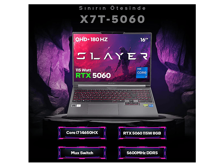 GAME GARAJ Slayer X7T-5060 C7 RTX5060 QHD+ 180Hz IPS Intel Core i7