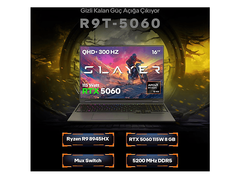 GAME GARAJ Slayer R9T-5060 C8 RTX5060 300Hz QHD+ AMD Ryzen 9