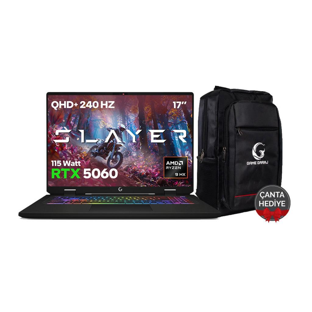 GAME GARAJ Slayer R9M XL-5060 C7 RTX5060 QHD+ 240Hz IPS AMD Ryzen 9 8940HX 16 GB RAM 1 TB SSD 17 inç FreeDOS Gaming Laptop Siyah