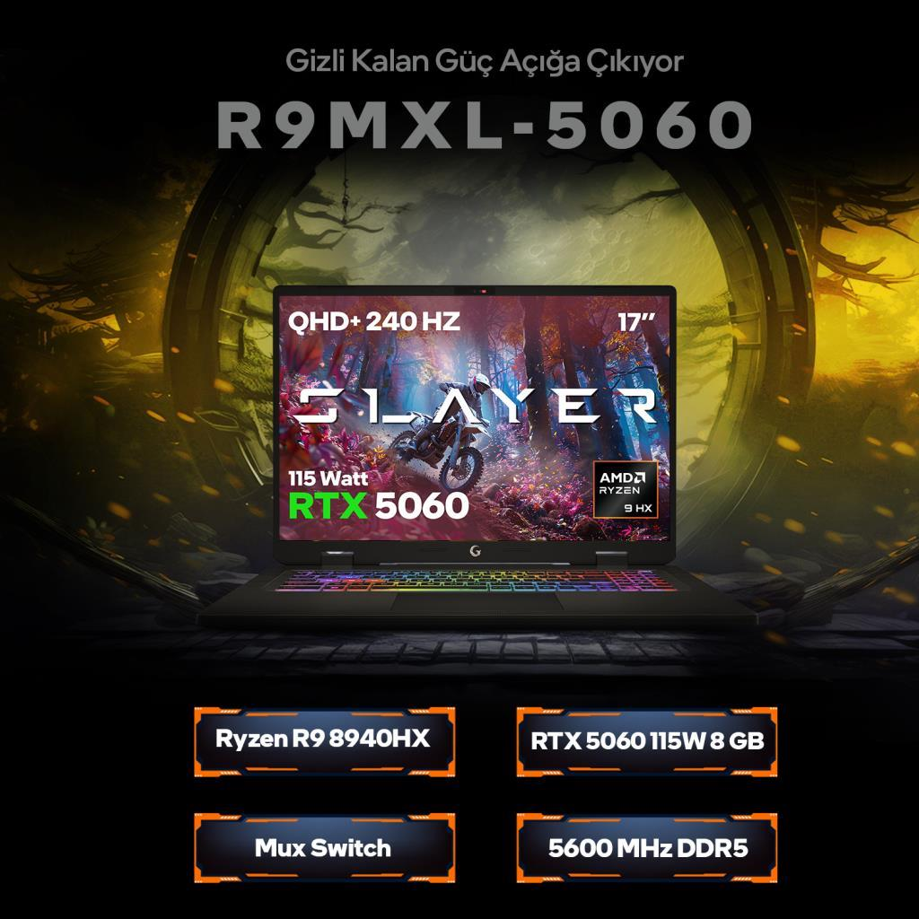 RTX 5060, Ryzen 9 ve QHD+ 240Hz ekrana sahip oyuncu dizüstü bilgisayarı.