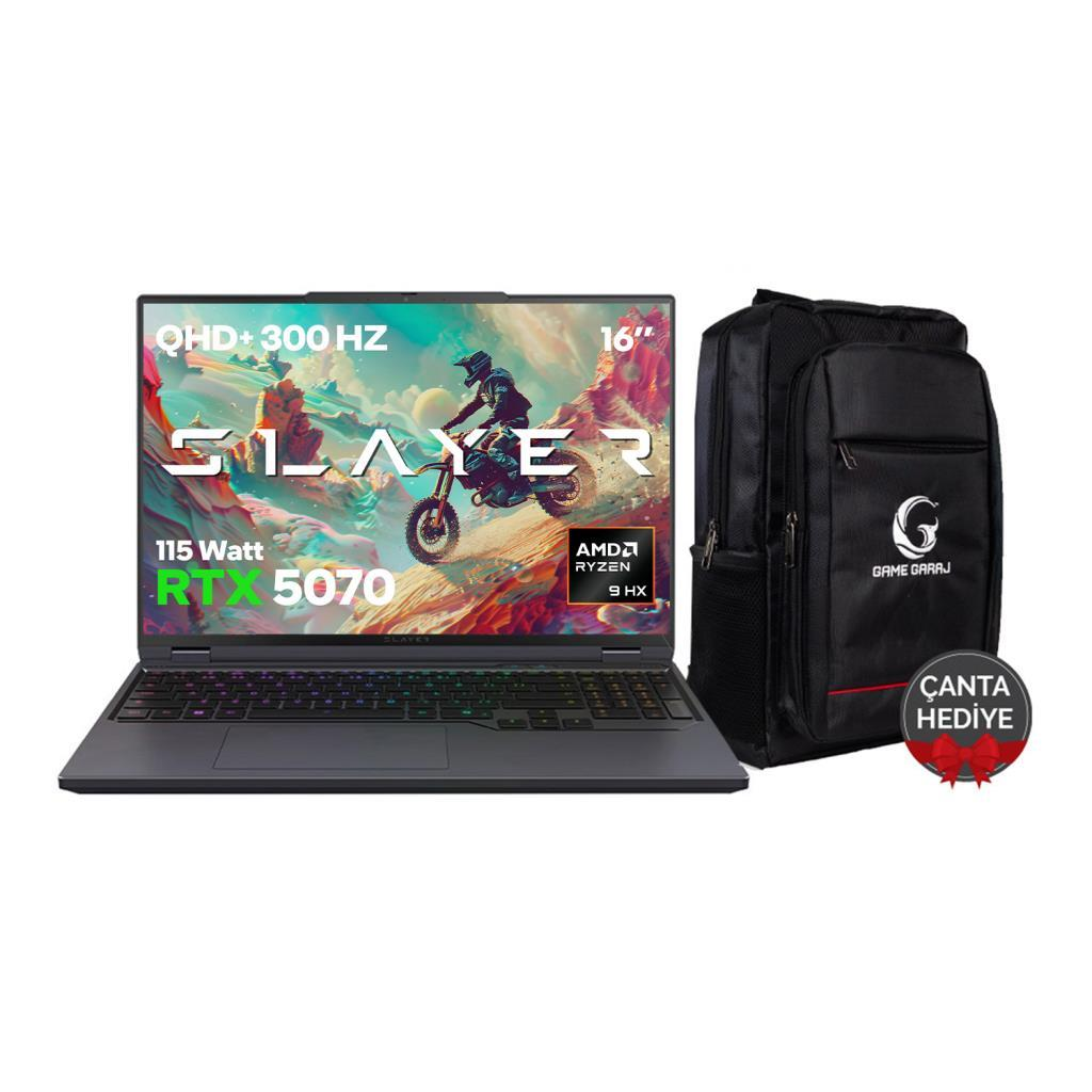 GAME GARAJ Slayer R9T-5070 C7 RTX5070 300Hz QHD+ AMD Ryzen 9 8945HX 16 GB RAM 1 TB SSD 16 inç FreeDOS Gaming Laptop Gri