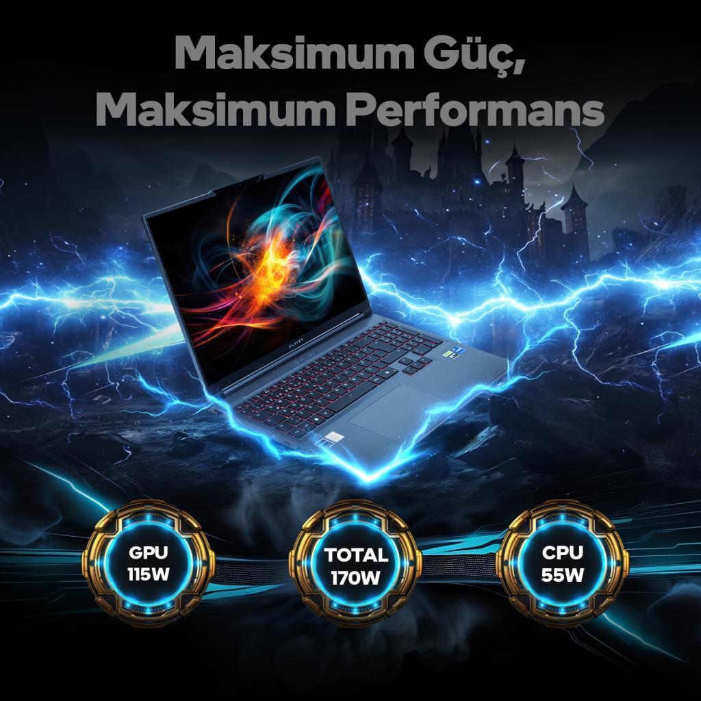 GAME GARAJ Slayer X7T-5070 C2 RTX5070 QHD+ 180Hz IPS 14650HX 32 GB RAM 1 TB SSD 16 inç FreeDOS Gaming Laptop Gri