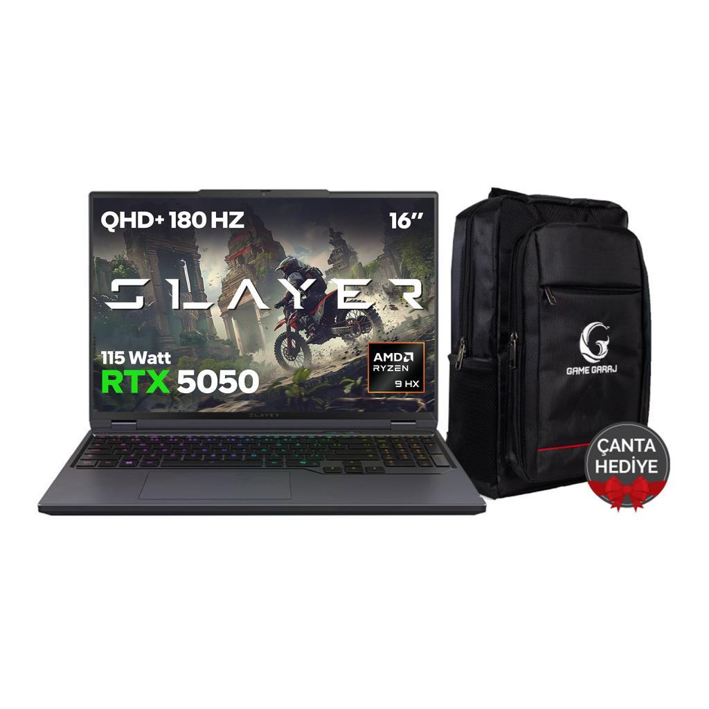 GAME GARAJ Slayer R9T-5050 C2 RTX5050 180Hz QHD+ AMD Ryzen 9 7845HX 32 GB RAM 2 TB SSD 16 inç FreeDOS Gaming Laptop Siyah