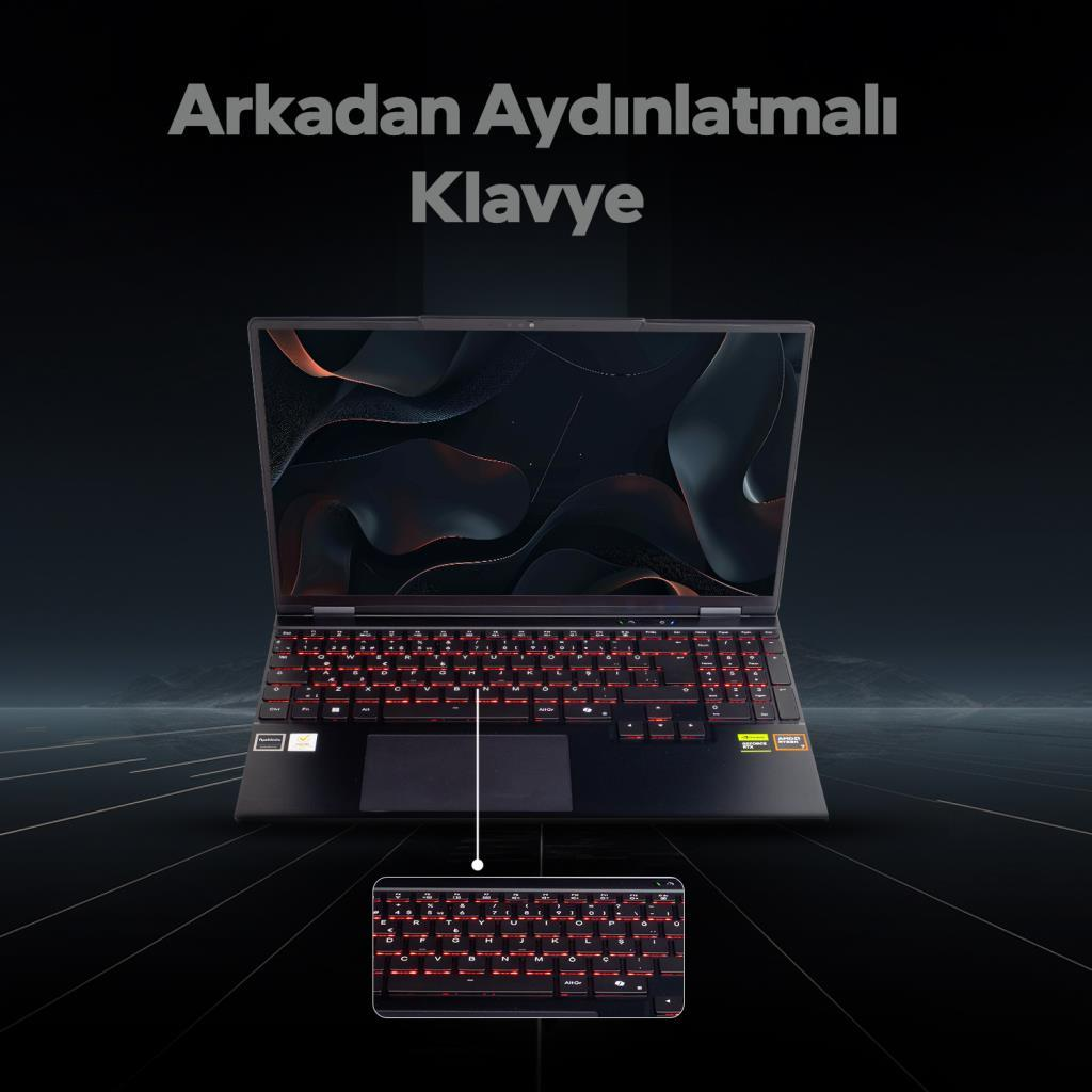 Klavye yakın çekim ekli, kırmızı klavye arka aydınlatmalı siyah bir dizüstü bilgisayar.