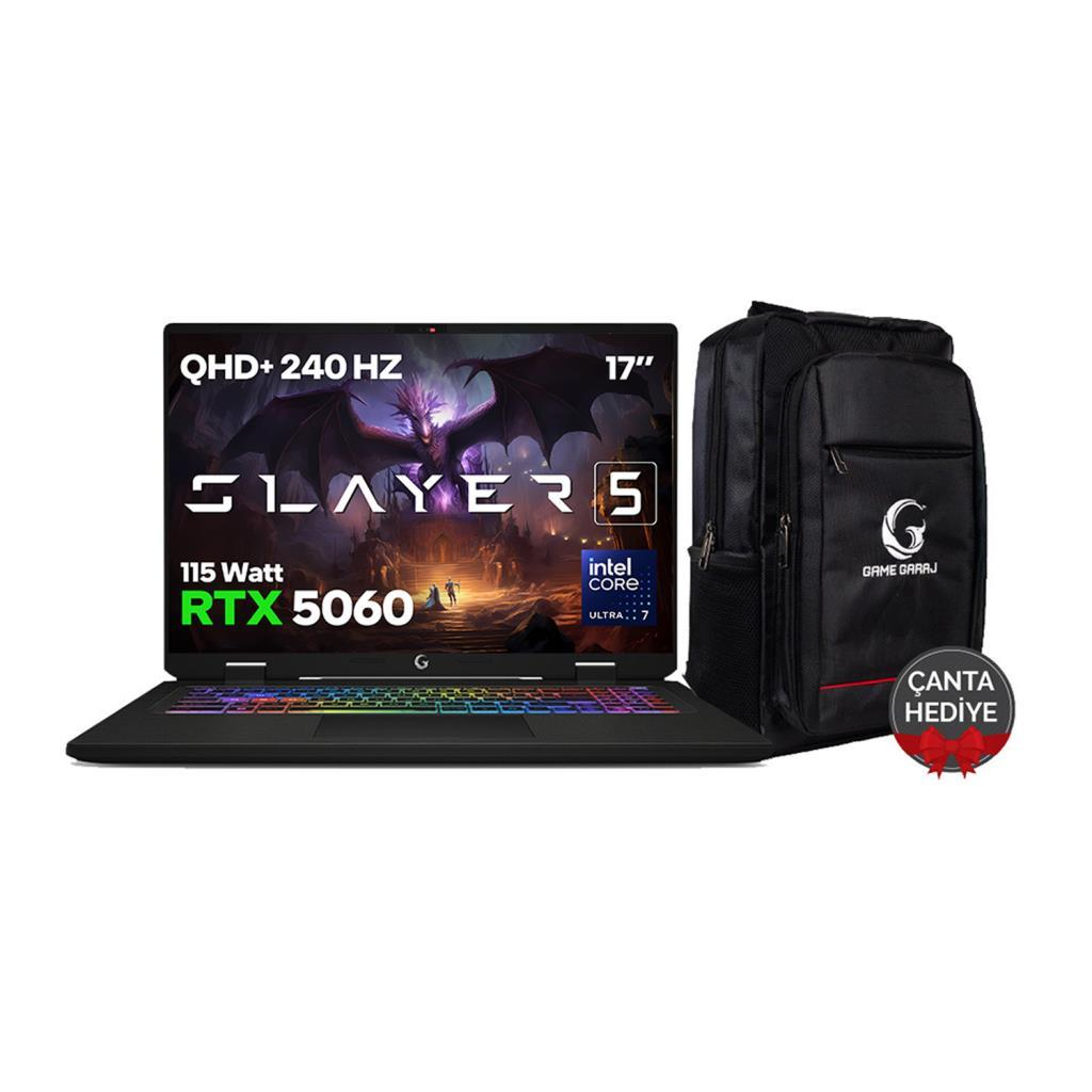 GAME GARAJ Slayer5 7XL-5060 C2 RTX5060 240Hz QHD+IPS Intel Ultra 7 255HX 32 GB RAM 1 TB SSD 17 inç FreeDOS Gaming Laptop Siyah